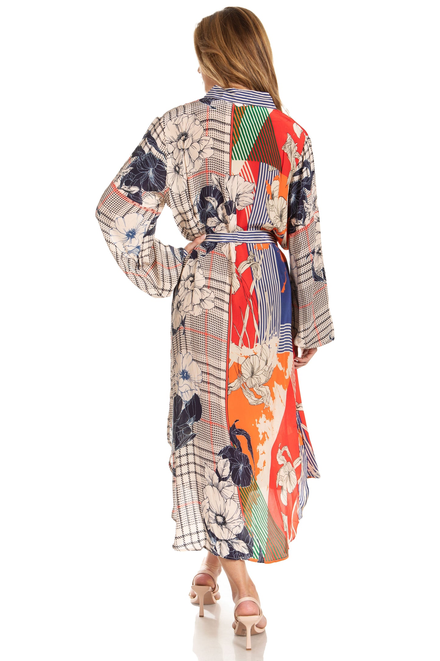 Sakkas Rina Women's Floral Print Maxi Dress with Long Sleeves and Flounce Shirt Design - Concordia Style Boutique