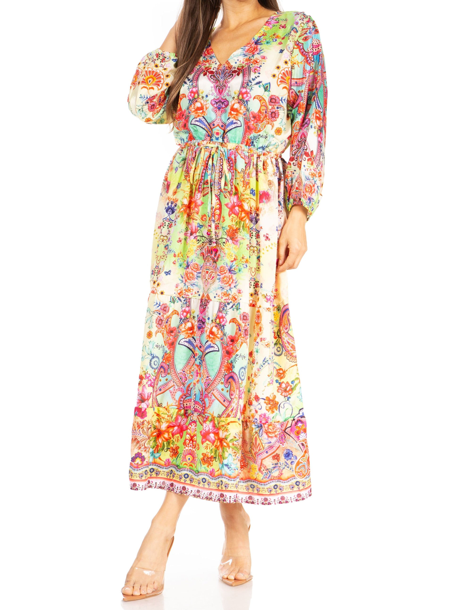 Sakkas Katty Floral Print Women's Boho Maxi Dress - Concordia Style Boutique