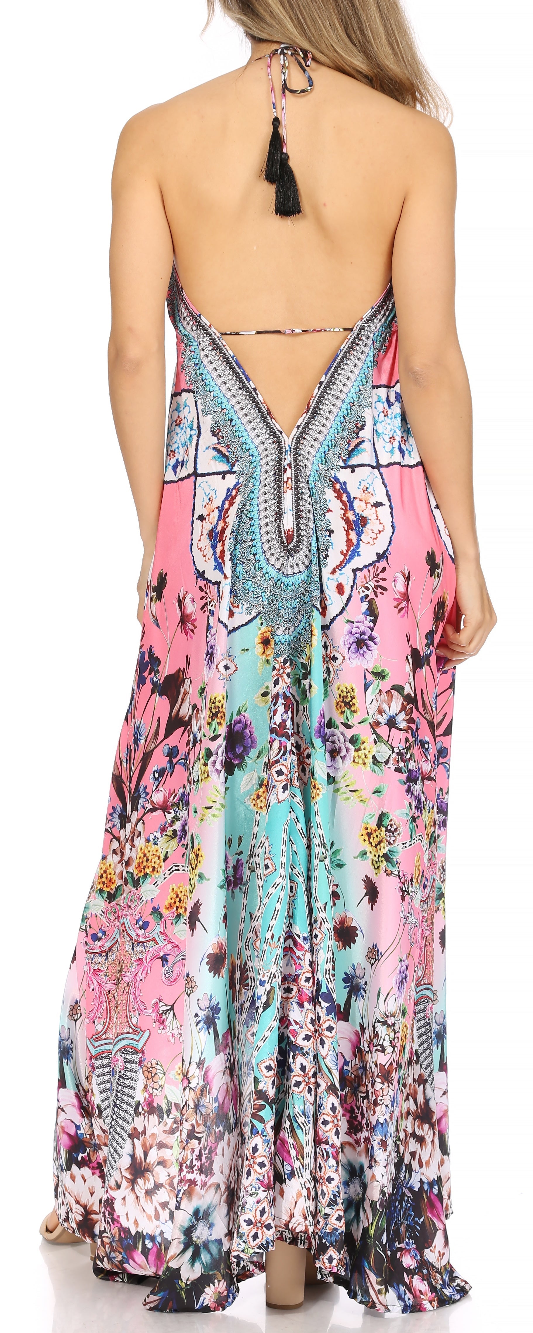 Sakkas Lizi Womens Maxi High-low Halter Handkerchief Long Dress Beach Party - Concordia Style Boutique