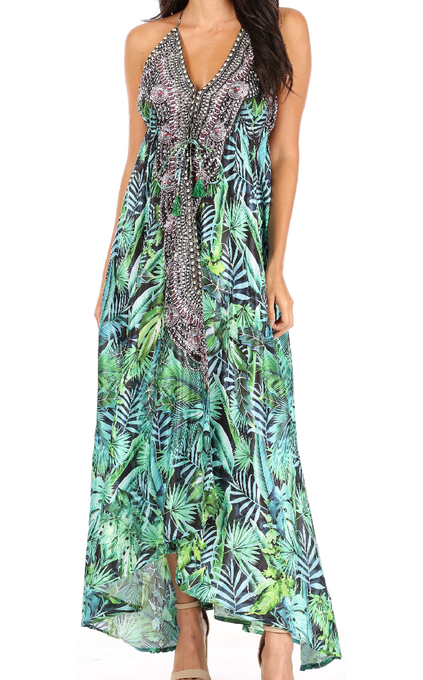 Sakkas Lizi Womens Maxi High-low Halter Handkerchief Long Dress Beach Party - Concordia Style Boutique
