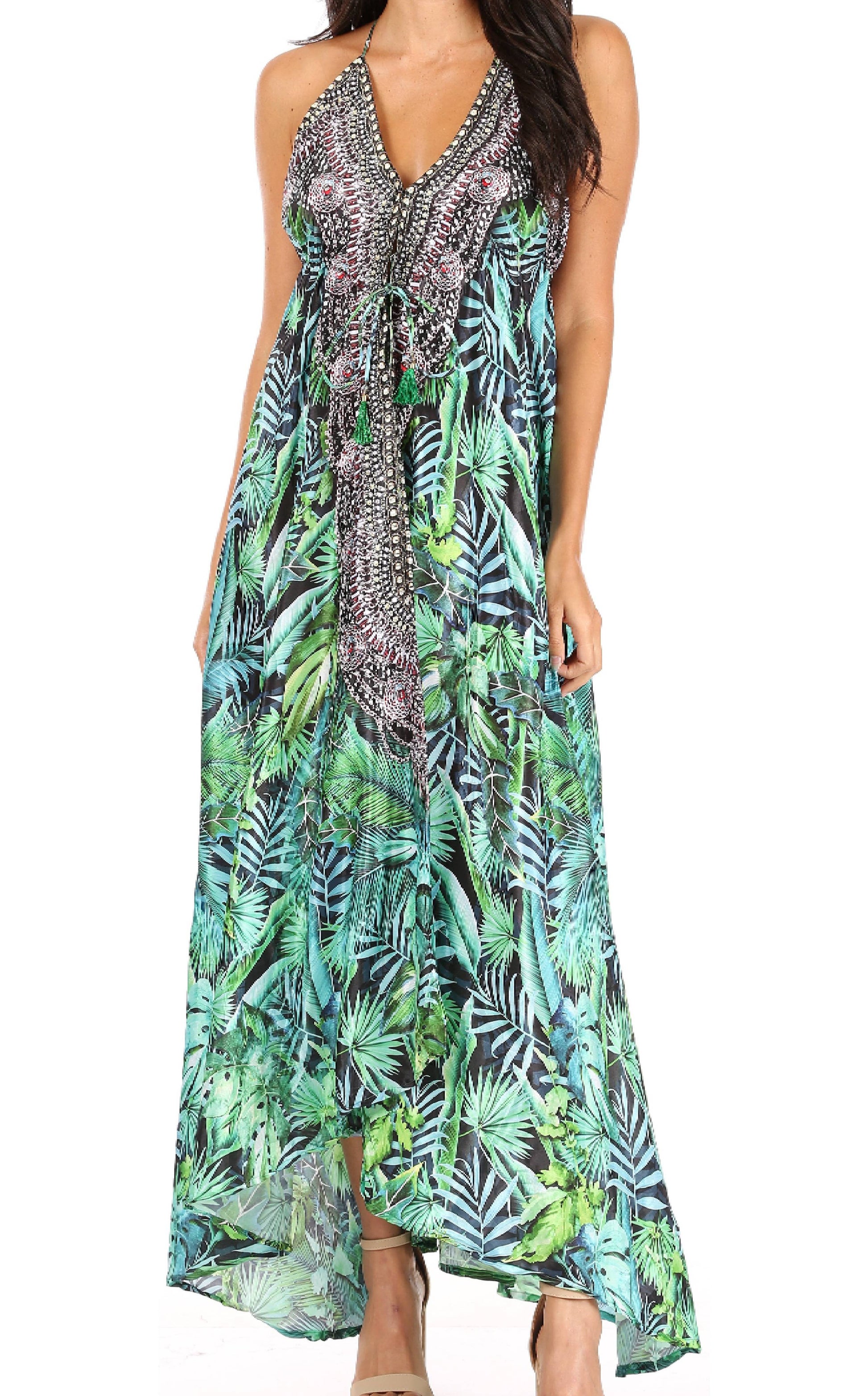 Sakkas Lizi Womens Maxi High-low Halter Handkerchief Long Dress Beach Party - Concordia Style Boutique
