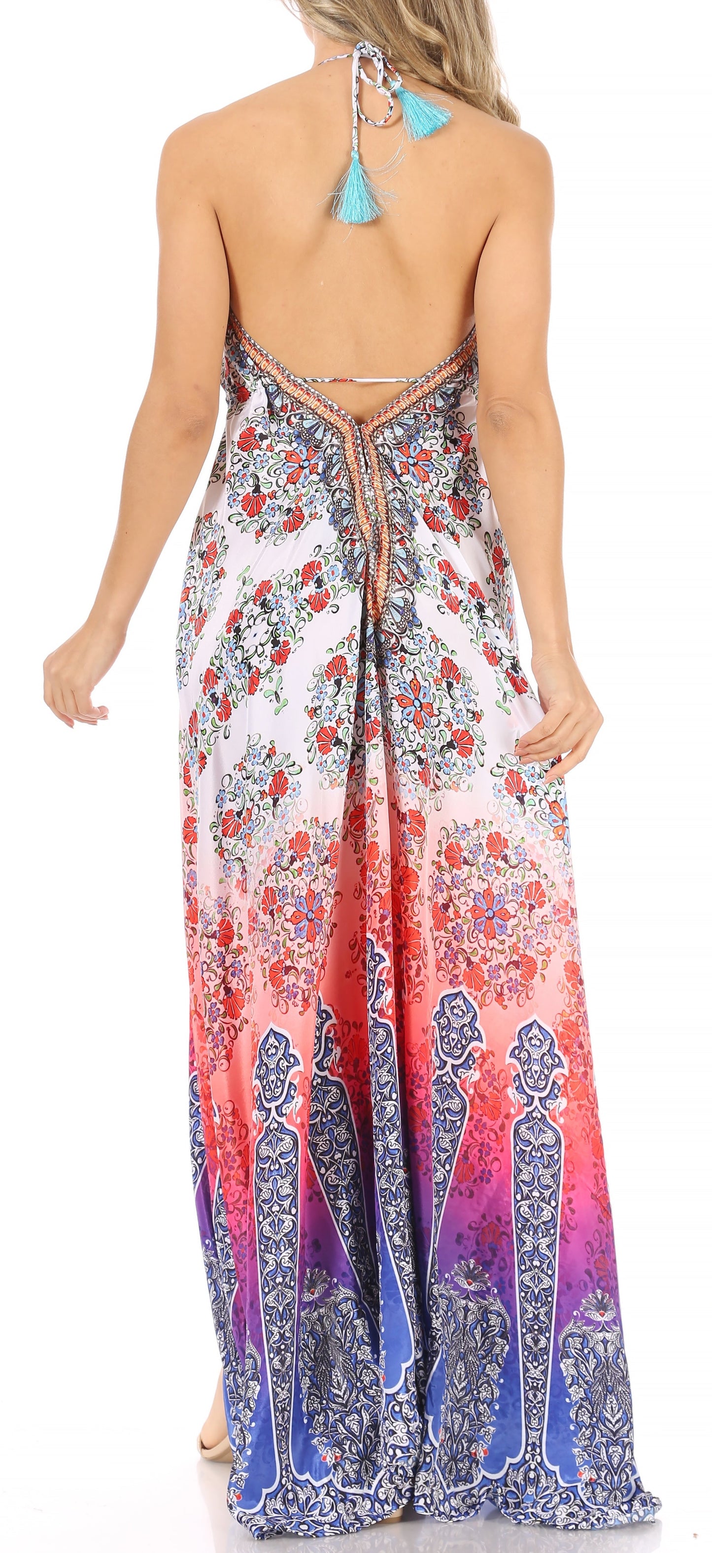 Sakkas Lizi Womens Maxi High-low Halter Handkerchief Long Dress Beach Party - Concordia Style Boutique