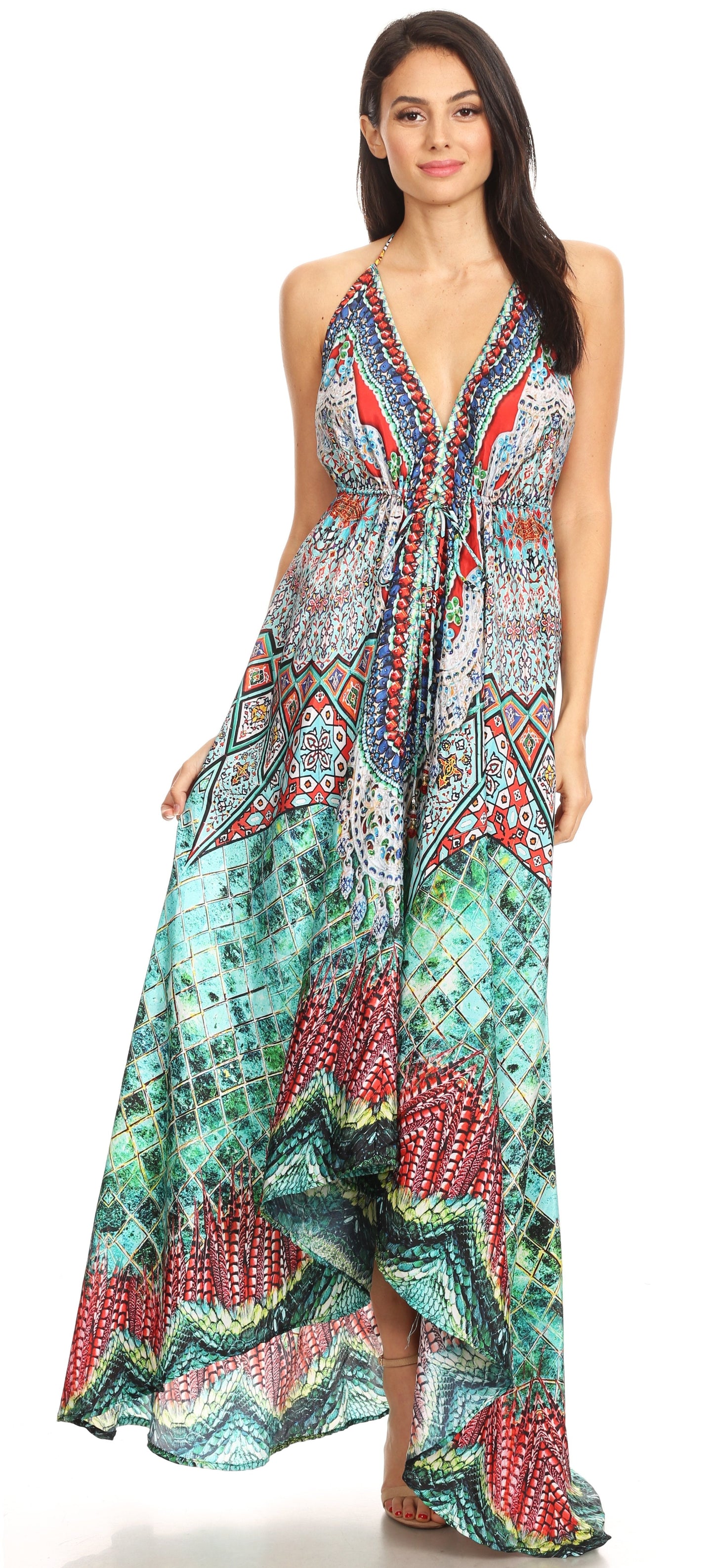 Sakkas Lizi Womens Maxi High-low Halter Handkerchief Long Dress Beach Party - Concordia Style Boutique