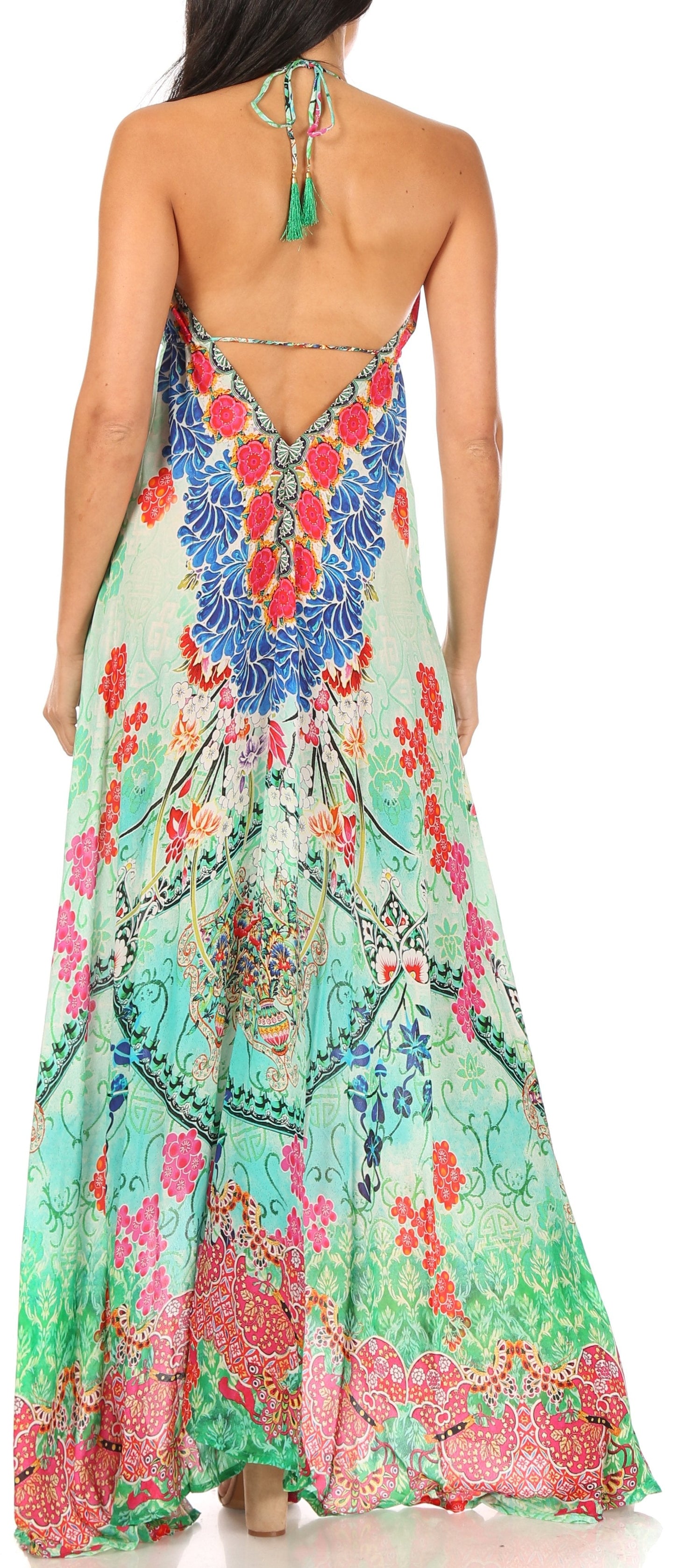 Sakkas Lizi Womens Maxi High-low Halter Handkerchief Long Dress Beach Party - Concordia Style Boutique