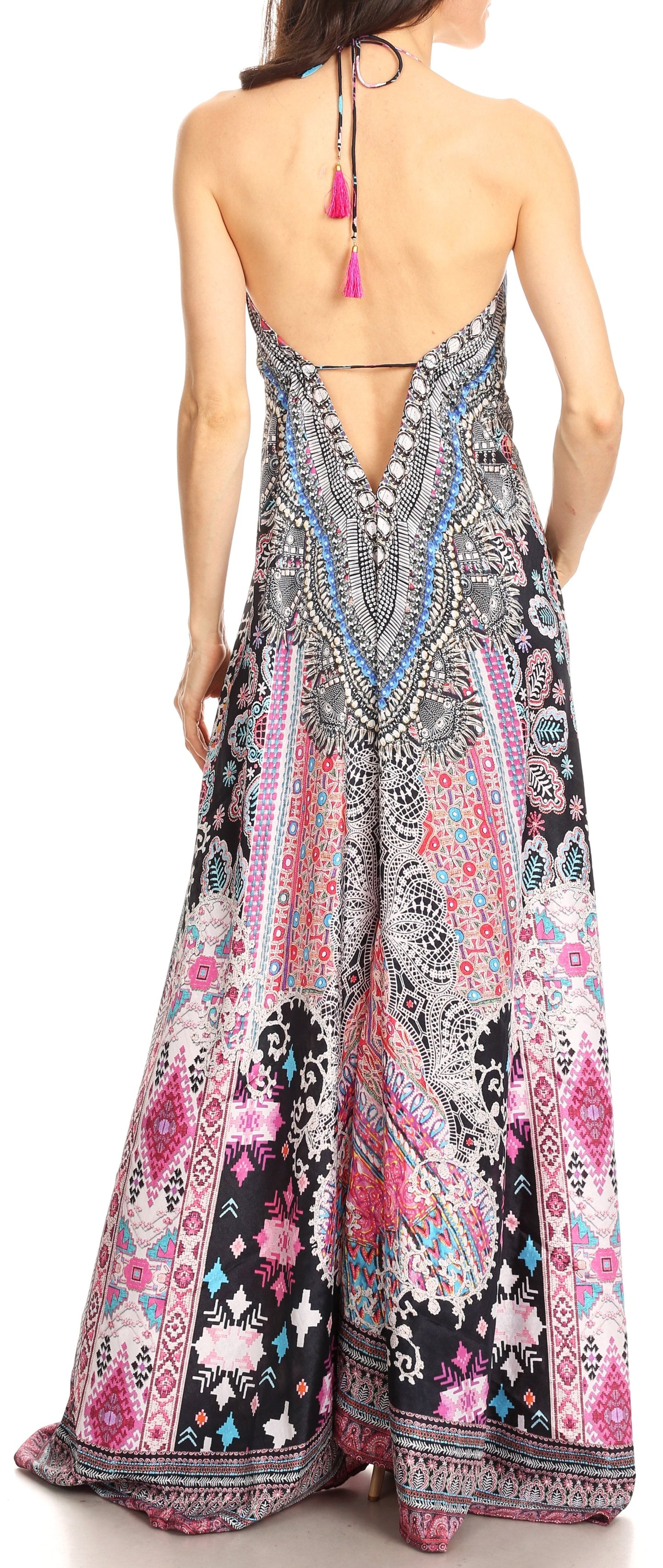 Sakkas Lizi Womens Maxi High-low Halter Handkerchief Long Dress Beach Party - Concordia Style Boutique