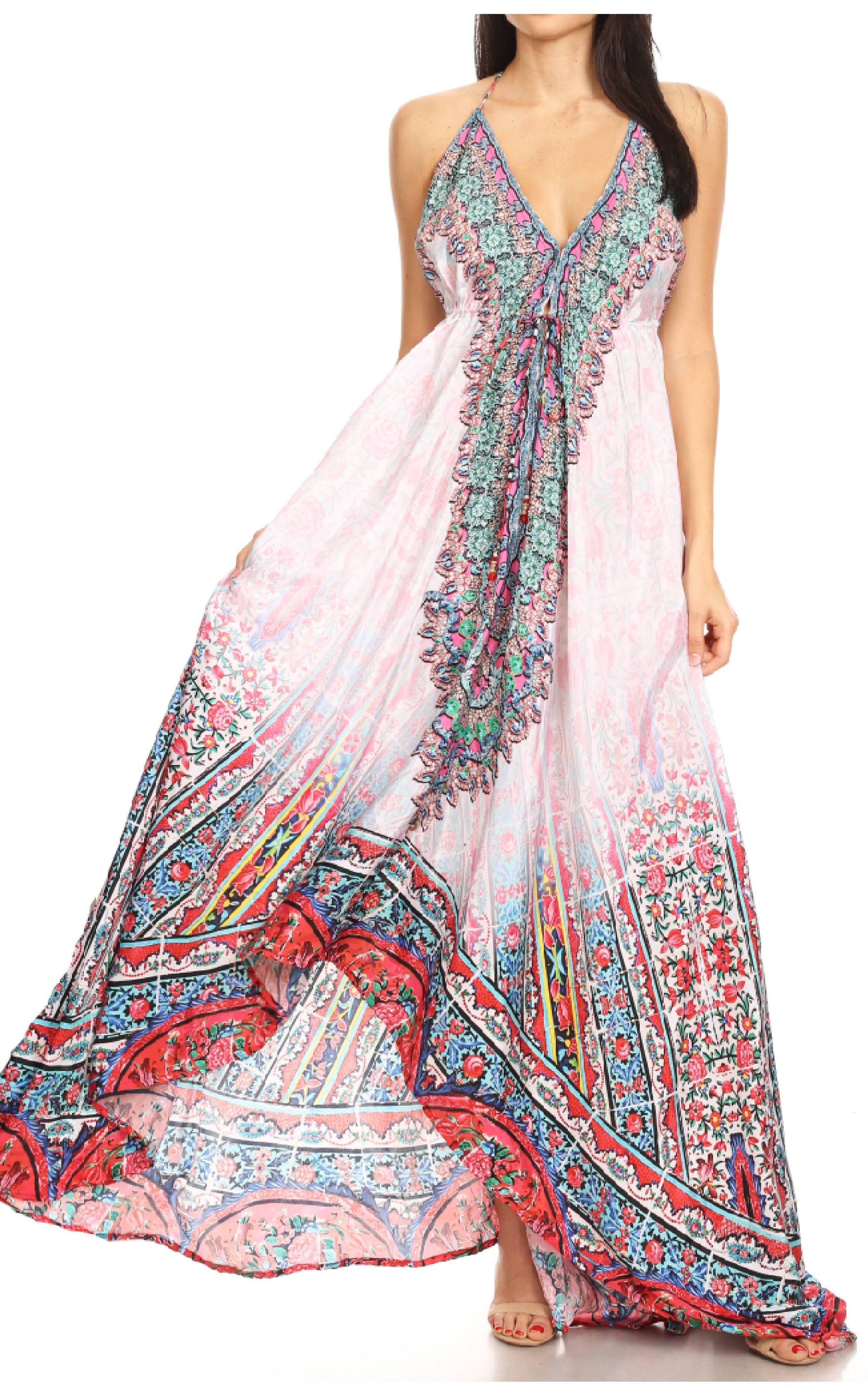 Sakkas Lizi Womens Maxi High-low Halter Handkerchief Long Dress Beach Party - Concordia Style Boutique