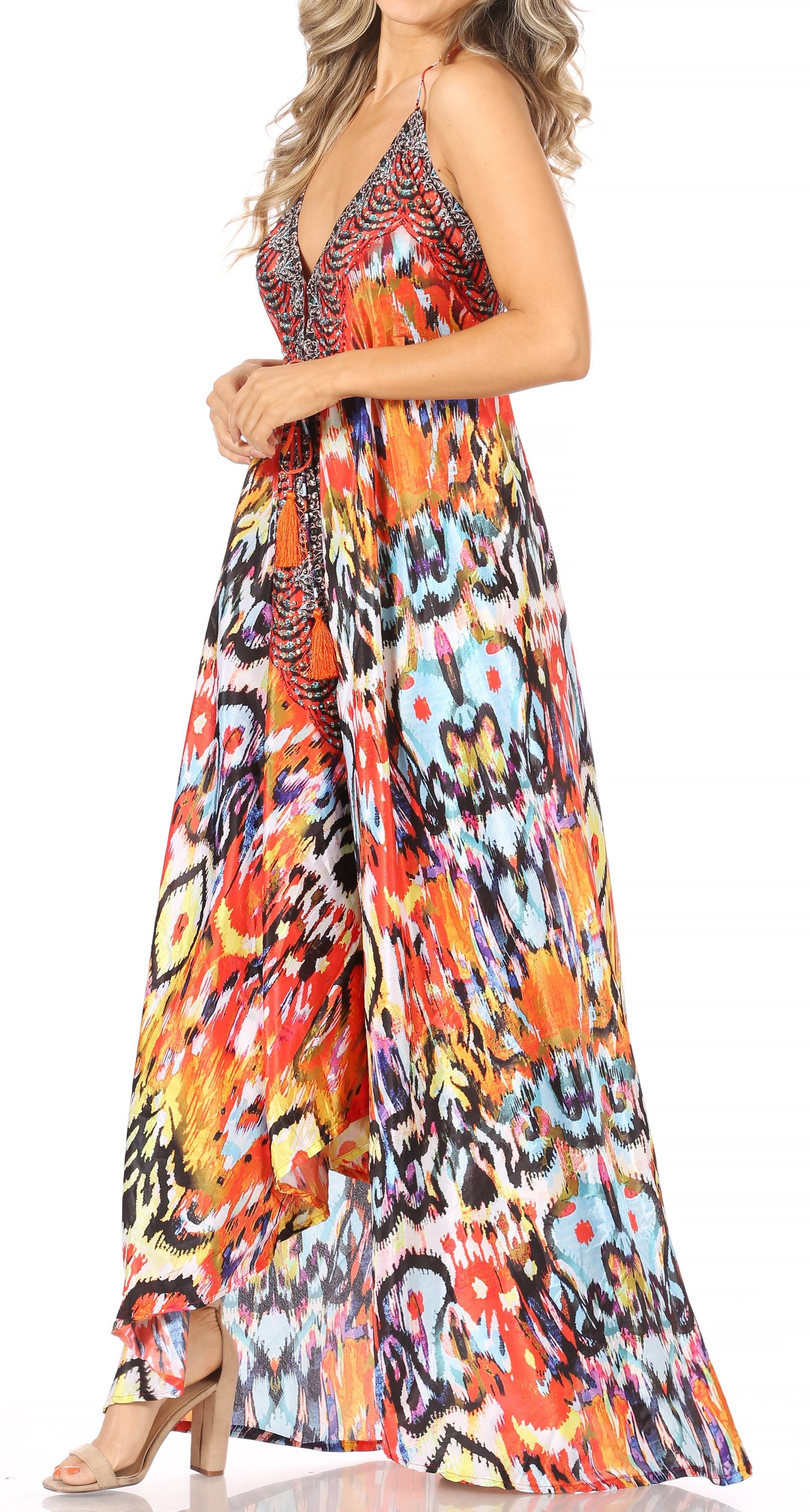 Sakkas Lizi Womens Maxi High-low Halter Handkerchief Long Dress Beach Party - Concordia Style Boutique