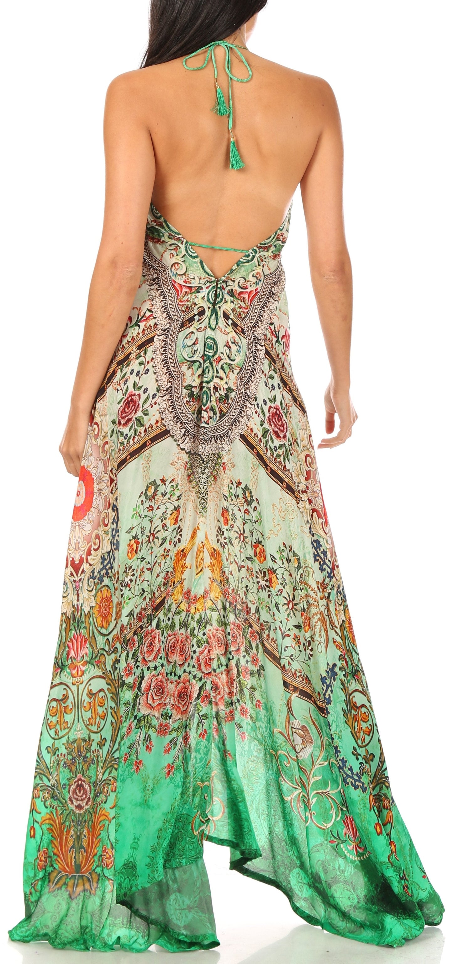 Sakkas Lizi Womens Maxi High-low Halter Handkerchief Long Dress Beach Party - Concordia Style Boutique