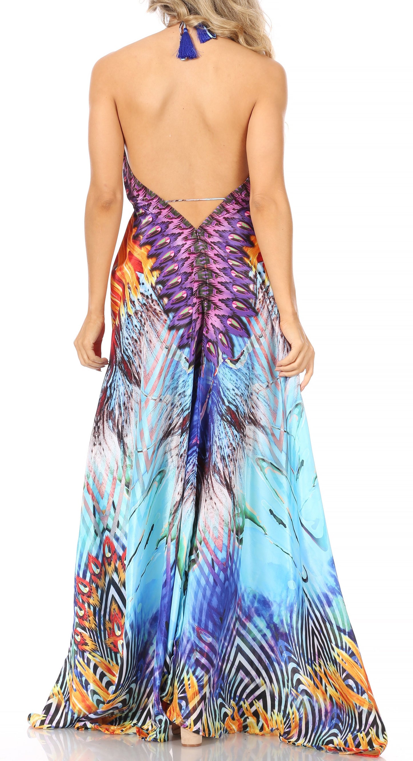 Sakkas Lizi Womens Maxi High-low Halter Handkerchief Long Dress Beach Party - Concordia Style Boutique