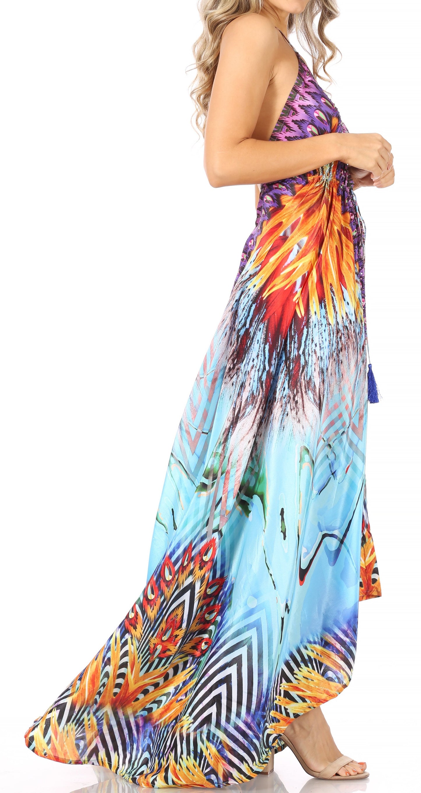 Sakkas Lizi Womens Maxi High-low Halter Handkerchief Long Dress Beach Party - Concordia Style Boutique