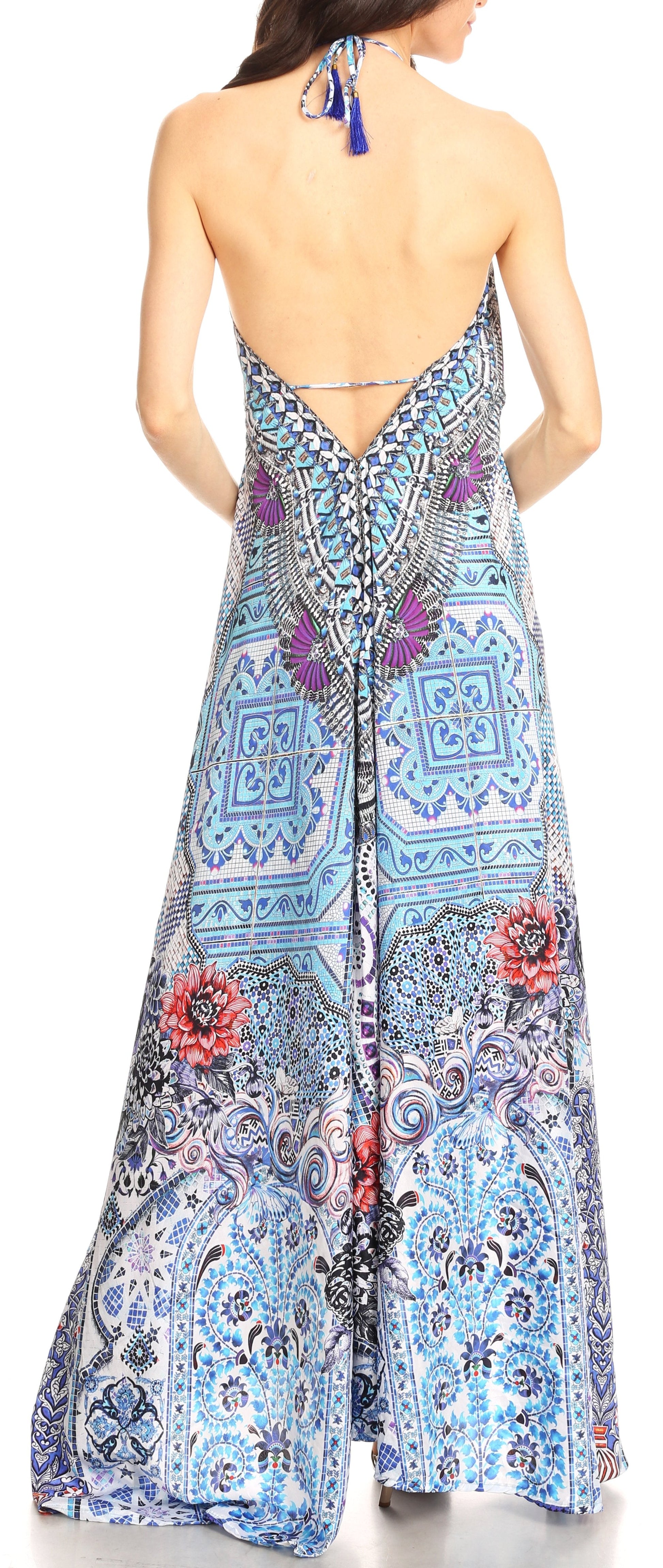 Sakkas Lizi Womens Maxi High-low Halter Handkerchief Long Dress Beach Party - Concordia Style Boutique