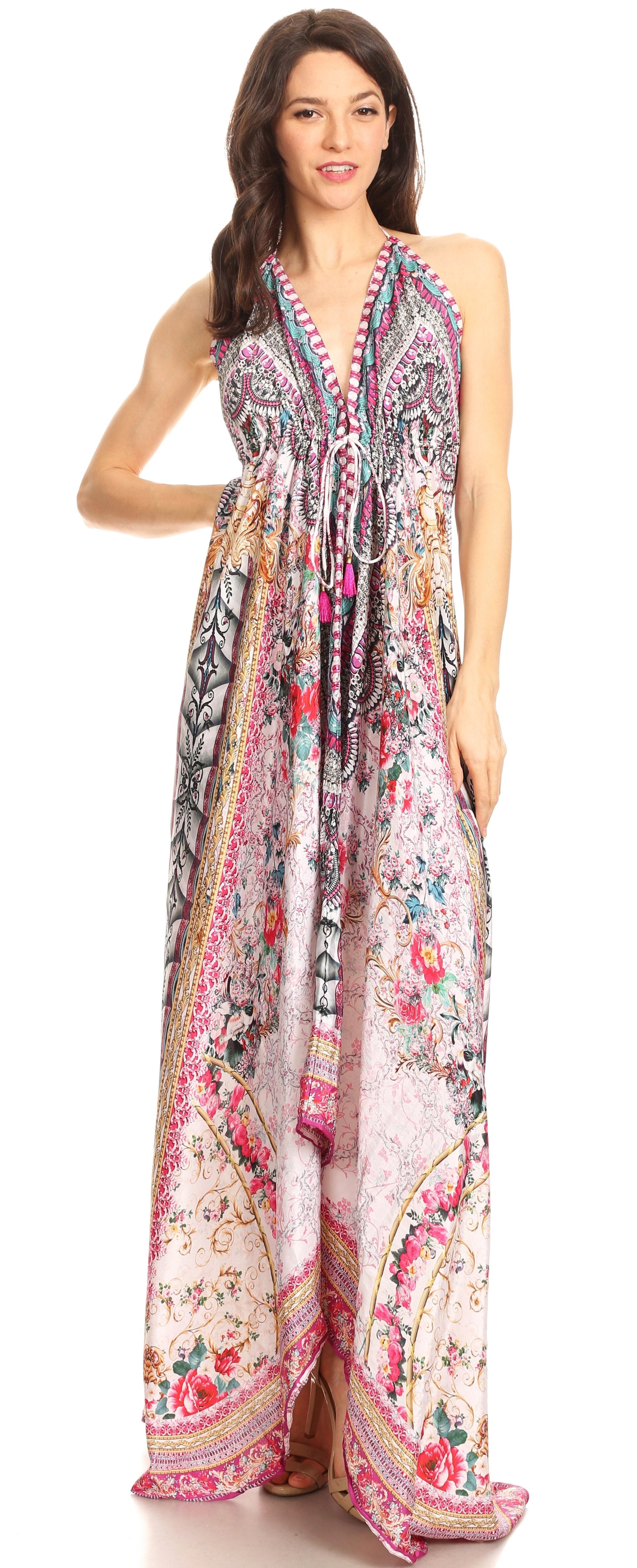 Sakkas Lizi Womens Maxi High-low Halter Handkerchief Long Dress Beach Party - Concordia Style Boutique