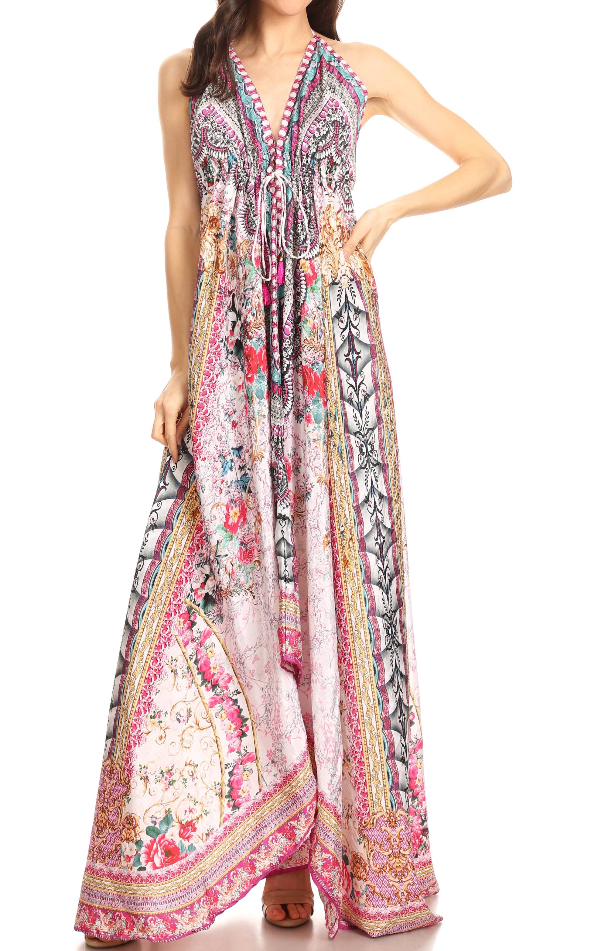 Sakkas Lizi Womens Maxi High-low Halter Handkerchief Long Dress Beach Party - Concordia Style Boutique
