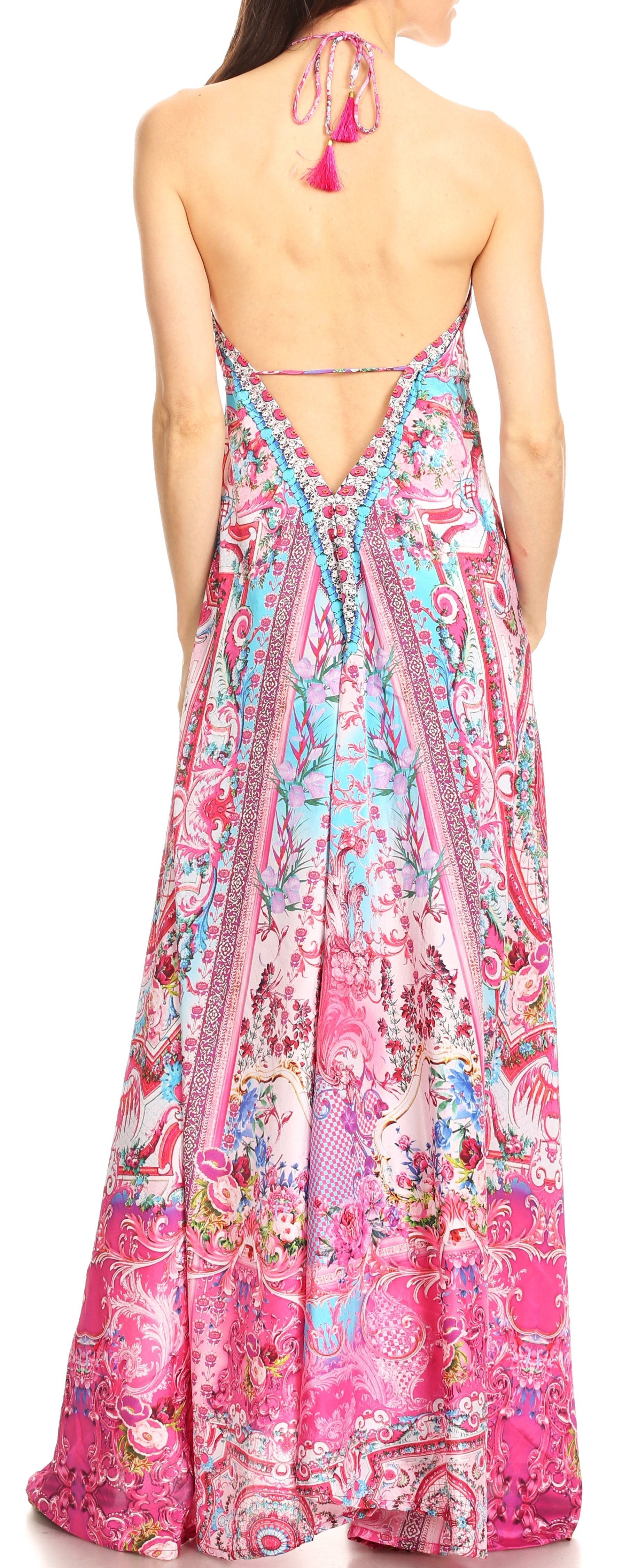 Sakkas Lizi Womens Maxi High-low Halter Handkerchief Long Dress Beach Party - Concordia Style Boutique