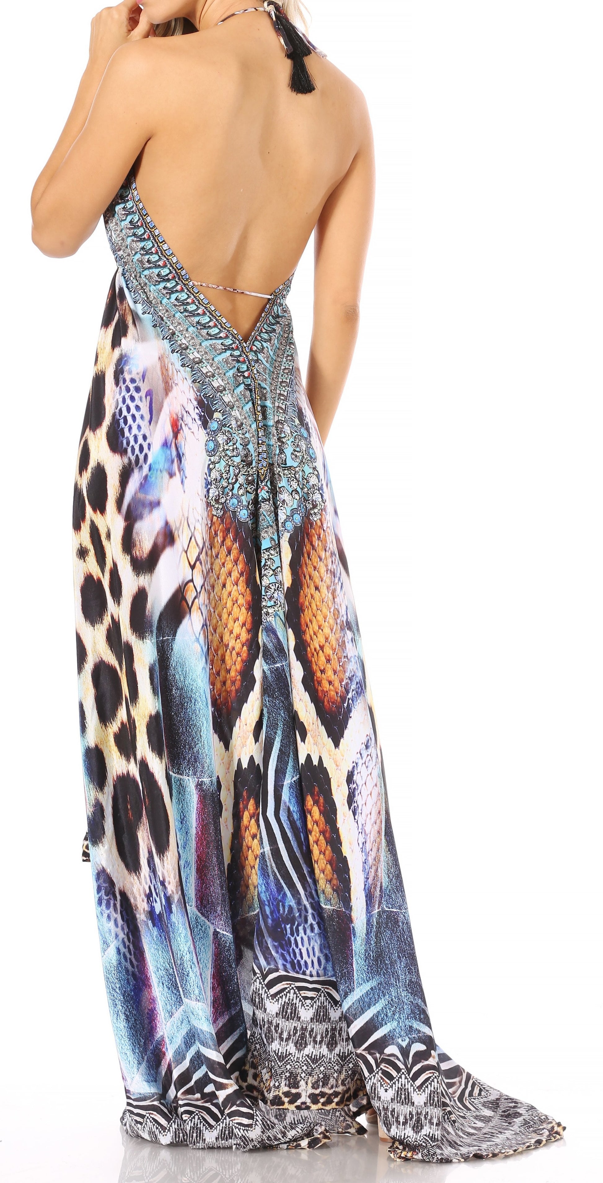 Sakkas Lizi Womens Maxi High-low Halter Handkerchief Long Dress Beach Party - Concordia Style Boutique