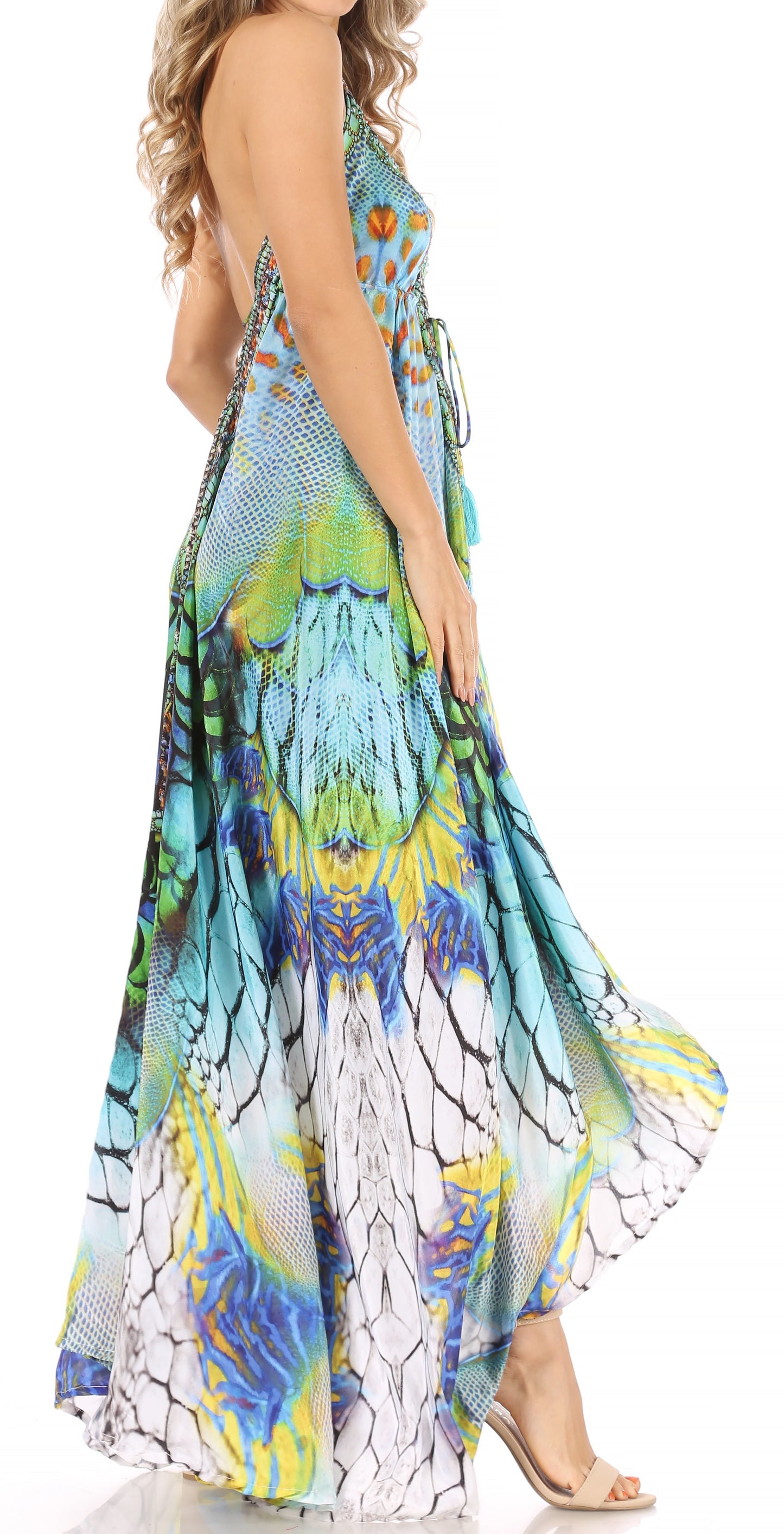 Sakkas Lizi Womens Maxi High-low Halter Handkerchief Long Dress Beach Party - Concordia Style Boutique