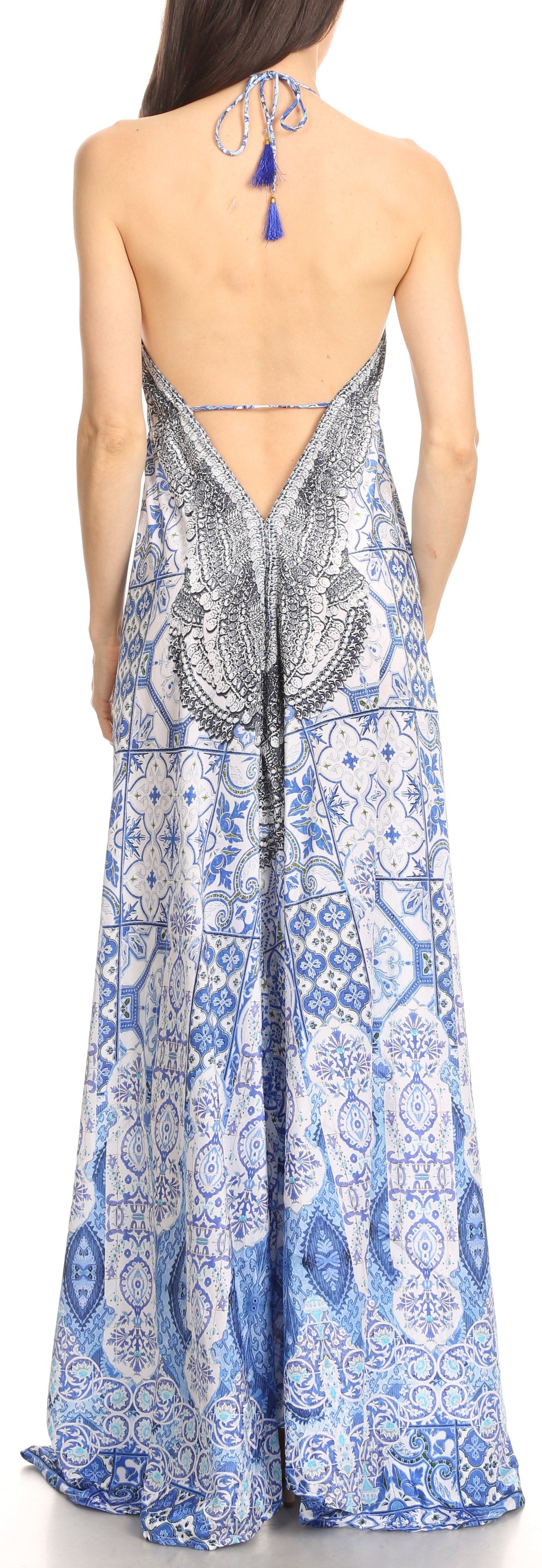 Sakkas Lizi Womens Maxi High-low Halter Handkerchief Long Dress Beach Party - Concordia Style Boutique