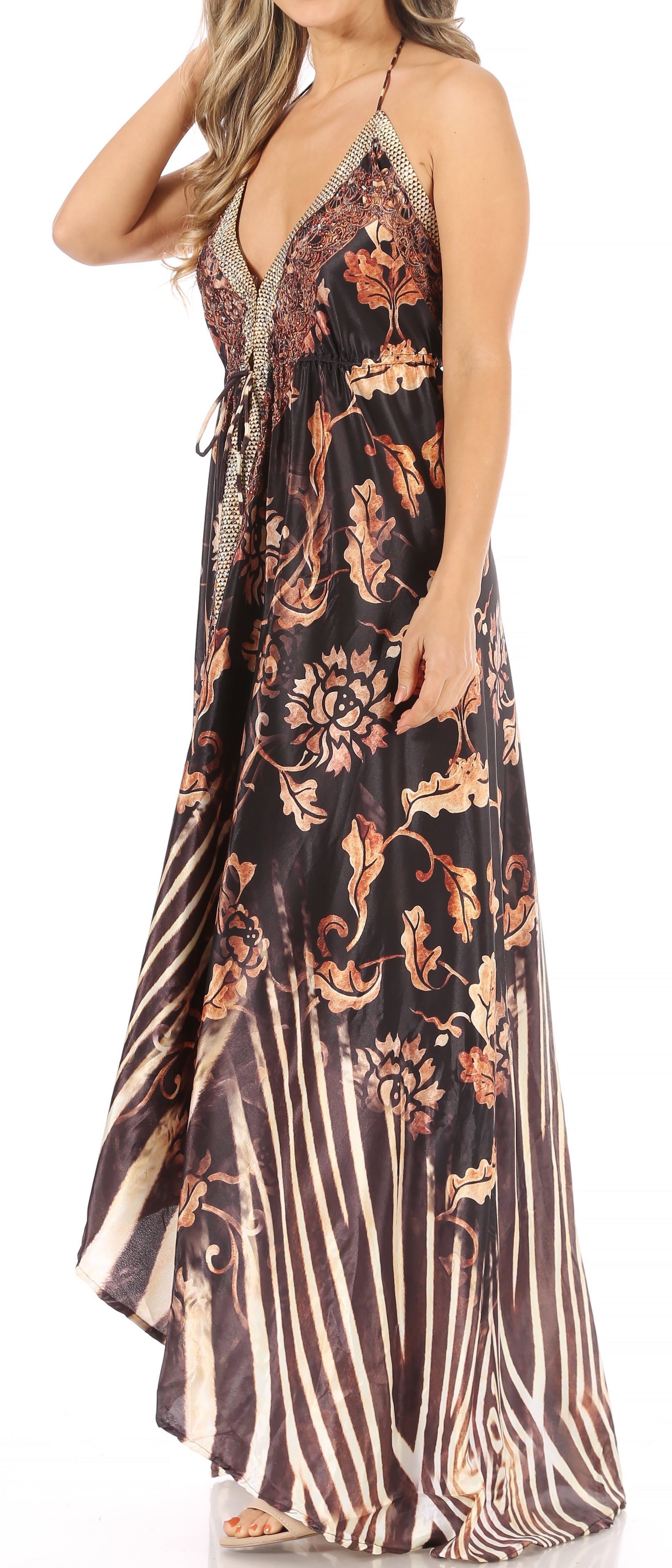 Sakkas Lizi Womens Maxi High-low Halter Handkerchief Long Dress Beach Party - Concordia Style Boutique
