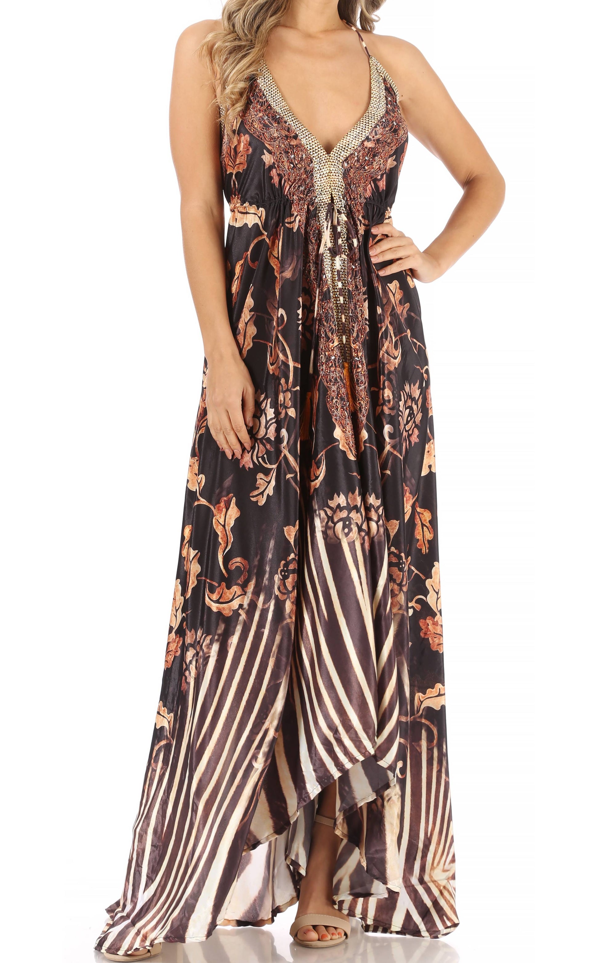 Sakkas Lizi Womens Maxi High-low Halter Handkerchief Long Dress Beach Party - Concordia Style Boutique