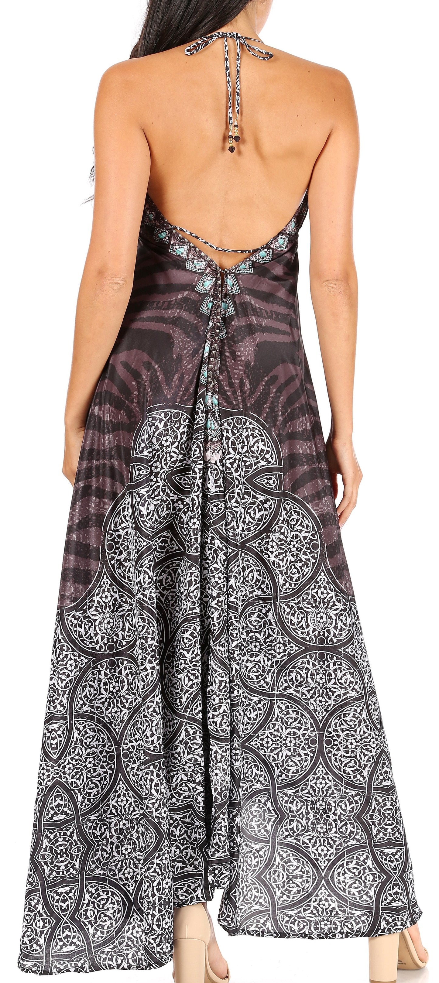 Sakkas Lizi Womens Maxi High-low Halter Handkerchief Long Dress Beach Party - Concordia Style Boutique
