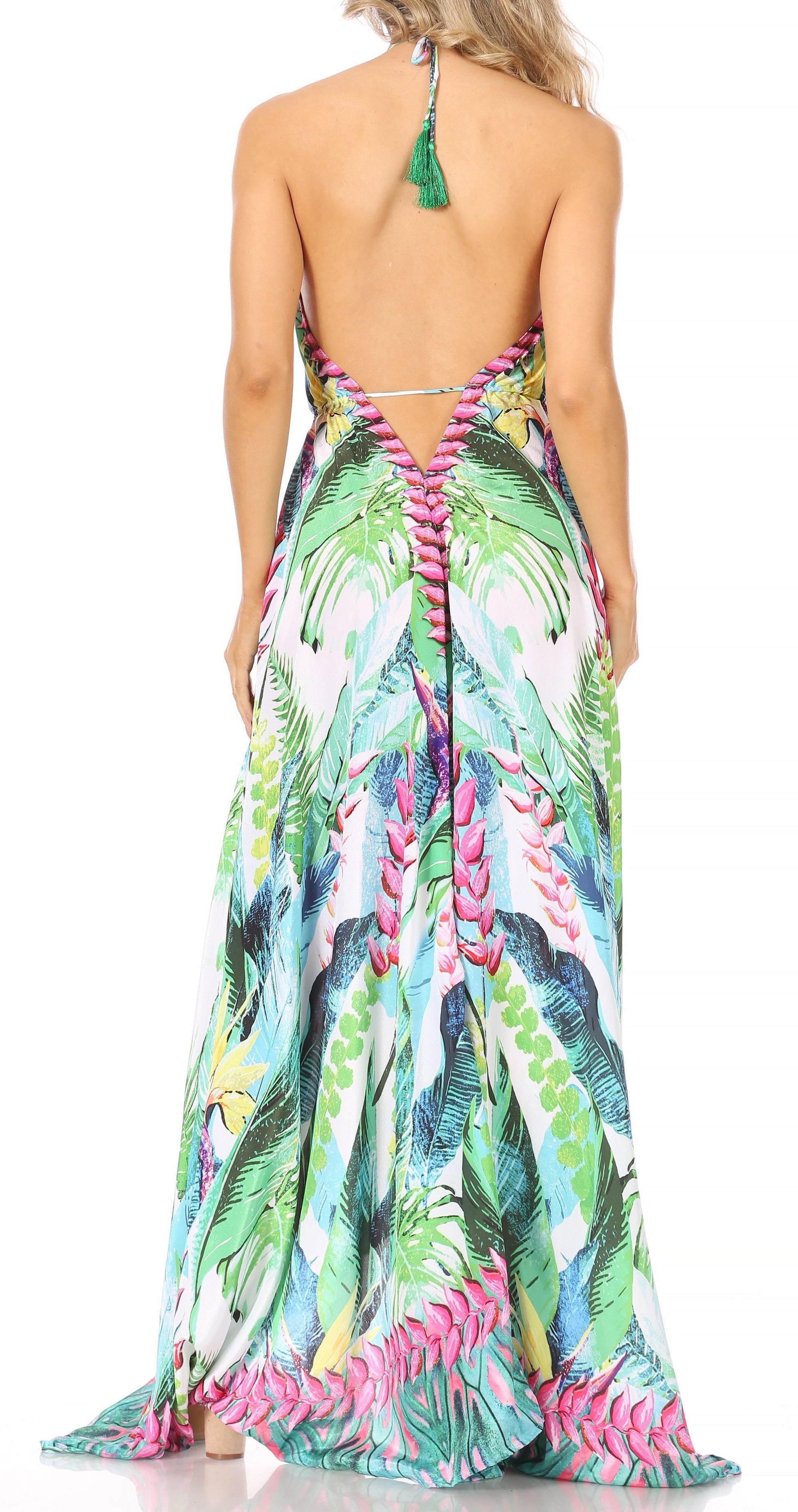 Sakkas Lizi Womens Maxi High-low Halter Handkerchief Long Dress Beach Party - Concordia Style Boutique