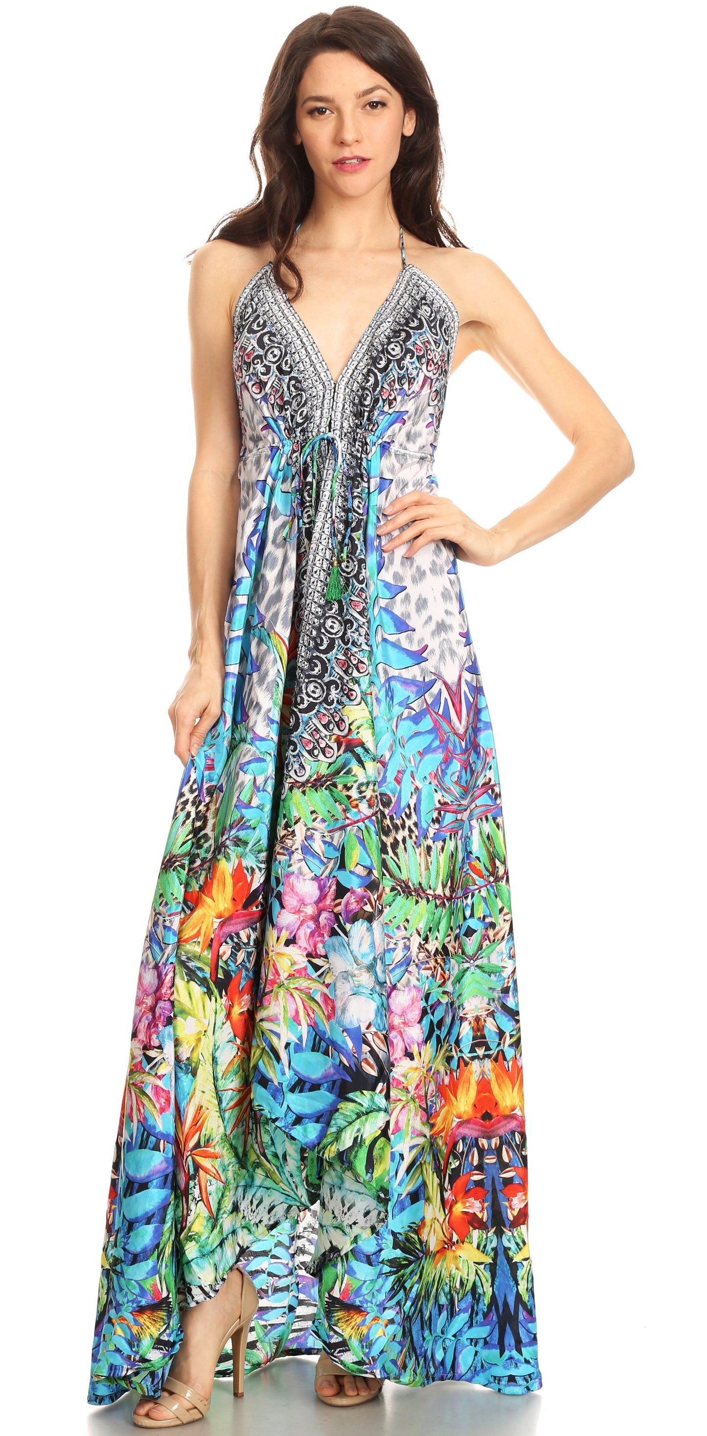 Sakkas Lizi Womens Maxi High-low Halter Handkerchief Long Dress Beach Party - Concordia Style Boutique