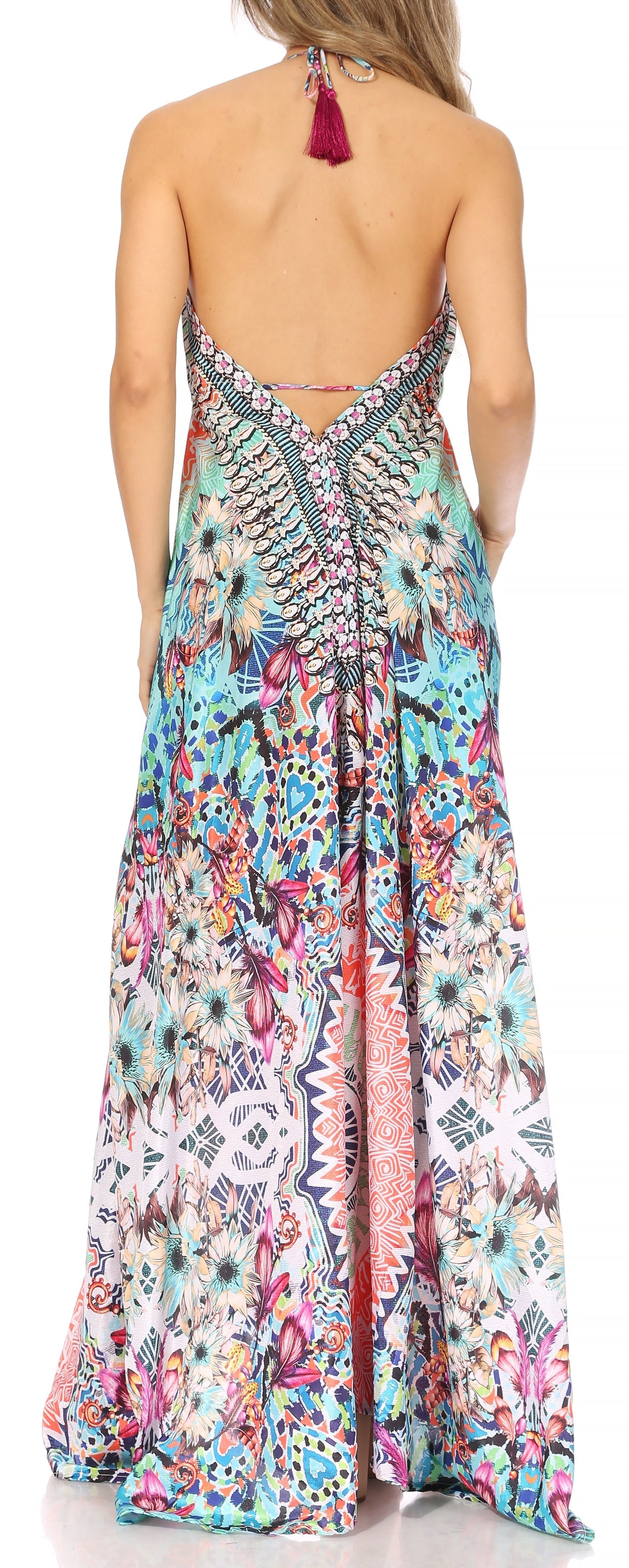Sakkas Lizi Womens Maxi High-low Halter Handkerchief Long Dress Beach Party - Concordia Style Boutique
