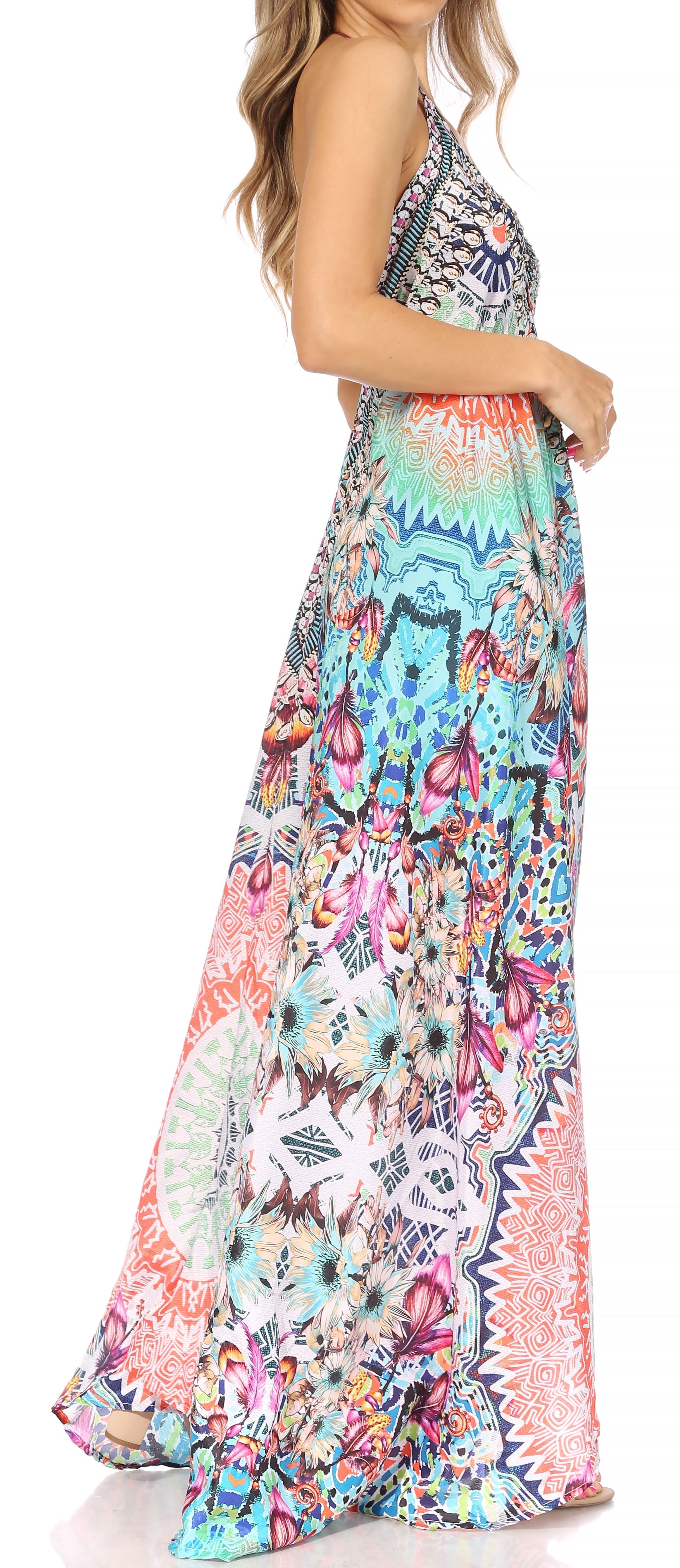 Sakkas Lizi Womens Maxi High-low Halter Handkerchief Long Dress Beach Party - Concordia Style Boutique