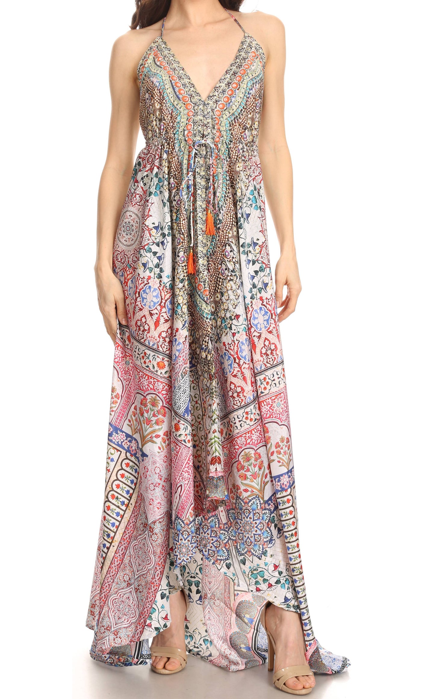 Sakkas Lizi Womens Maxi High-low Halter Handkerchief Long Dress Beach Party - Concordia Style Boutique