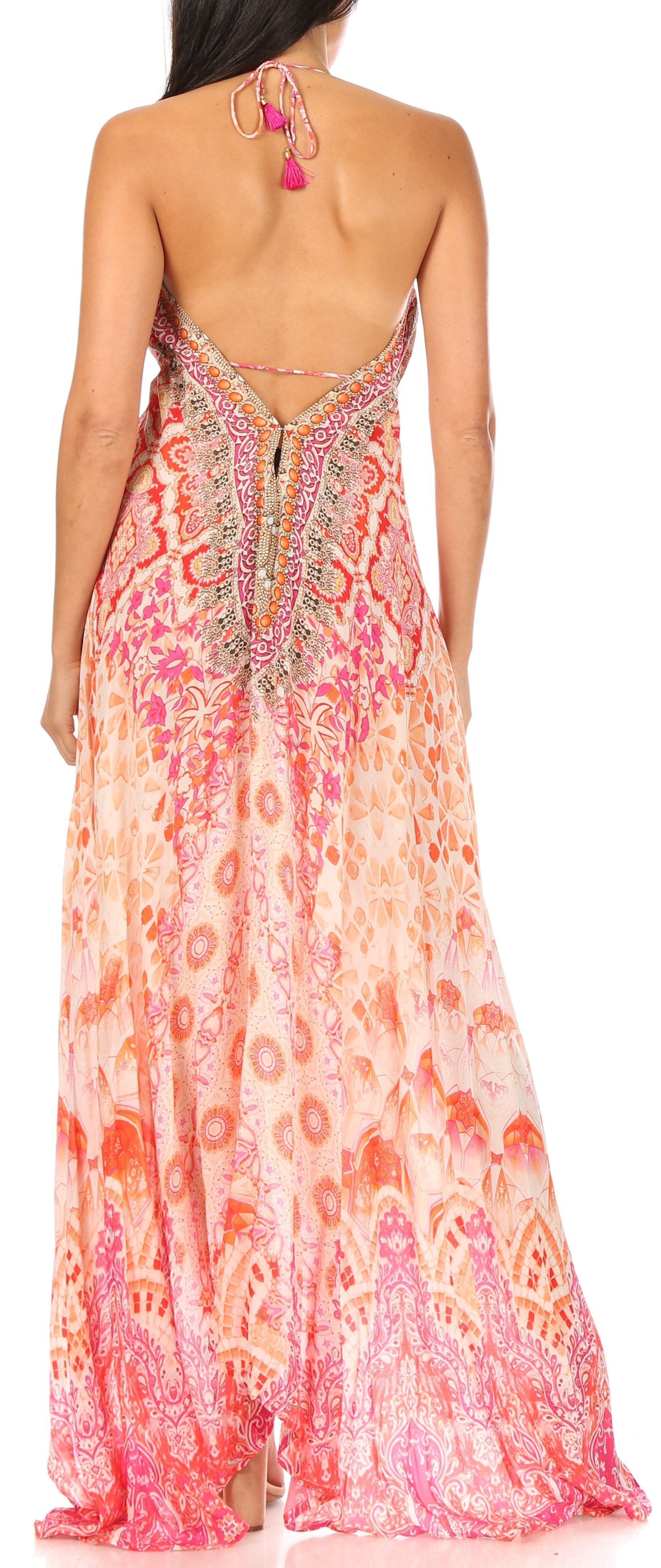 Sakkas Lizi Womens Maxi High-low Halter Handkerchief Long Dress Beach Party - Concordia Style Boutique