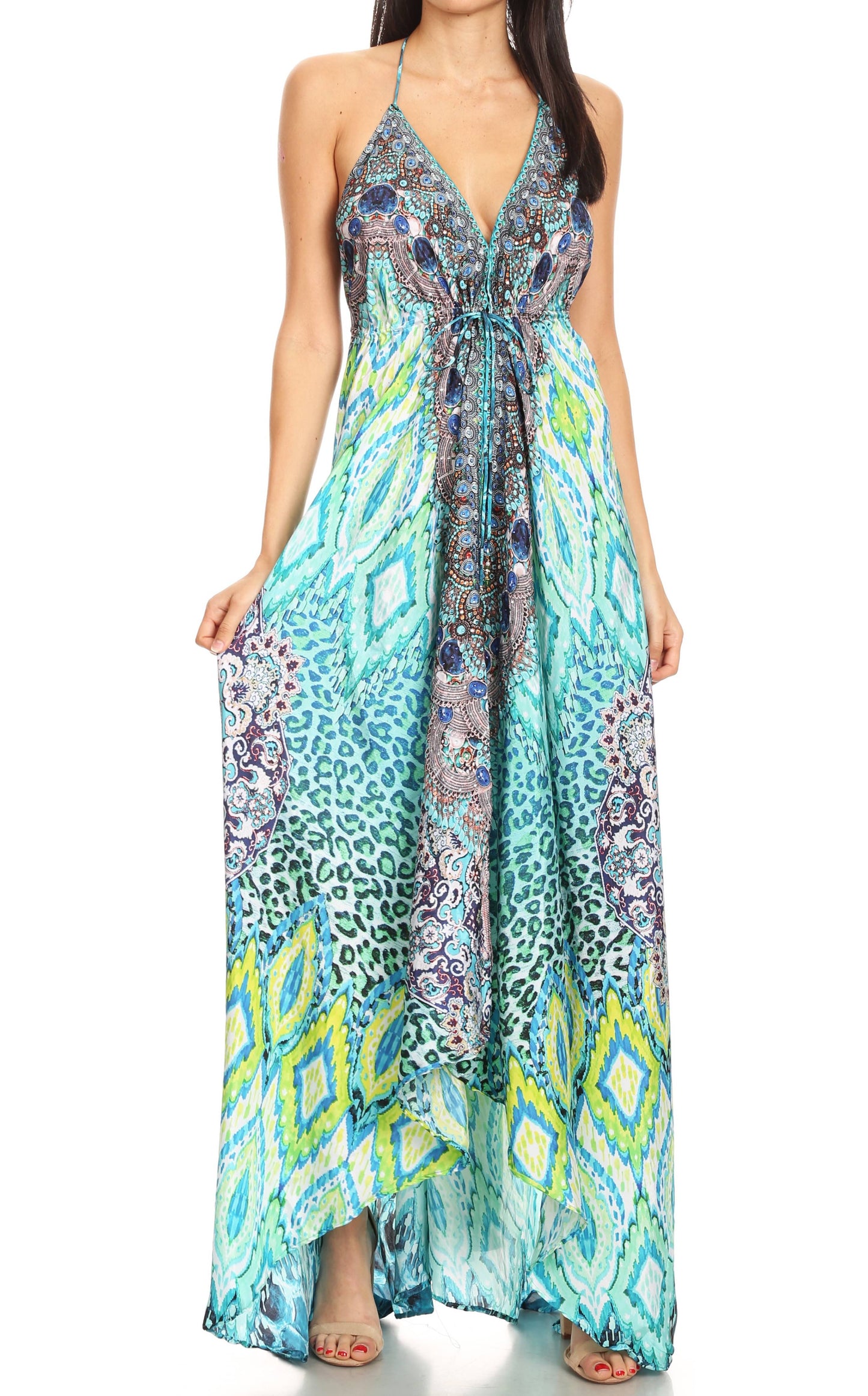 Sakkas Lizi Womens Maxi High-low Halter Handkerchief Long Dress Beach Party - Concordia Style Boutique