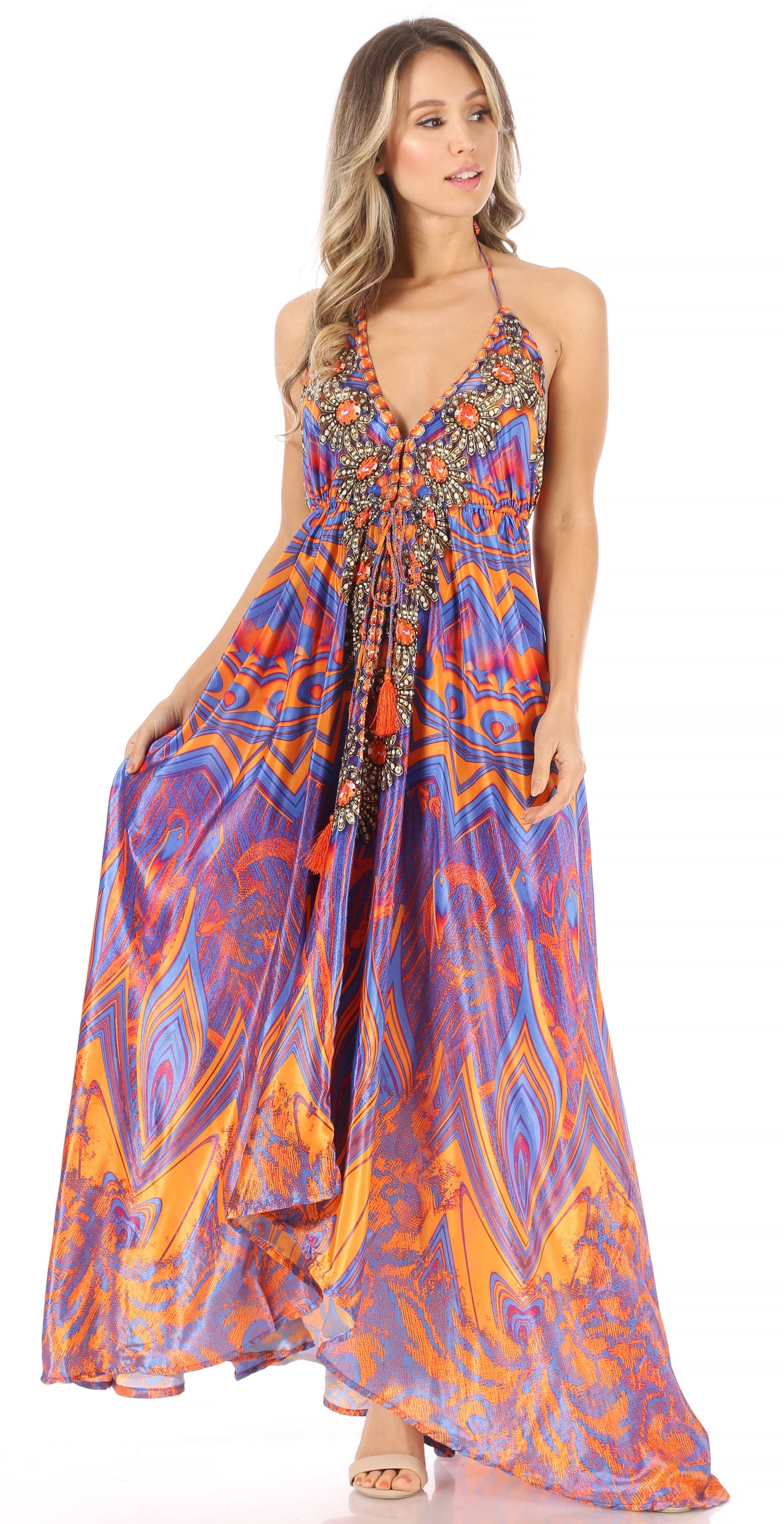 Sakkas Lizi Womens Maxi High-low Halter Handkerchief Long Dress Beach Party - Concordia Style Boutique