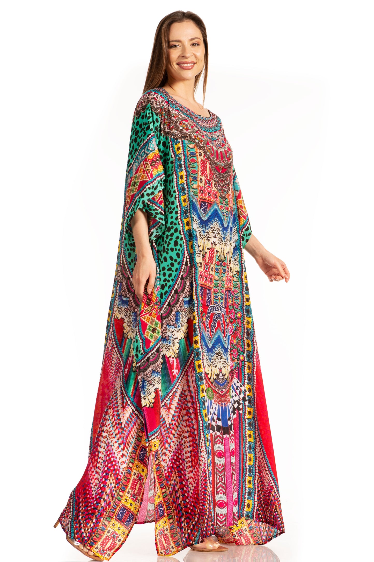 Sakkas Jabari Women's Maxi Short Sleeve Long Beach Kaftan Dress Boho Loose Gown - Concordia Style Boutique