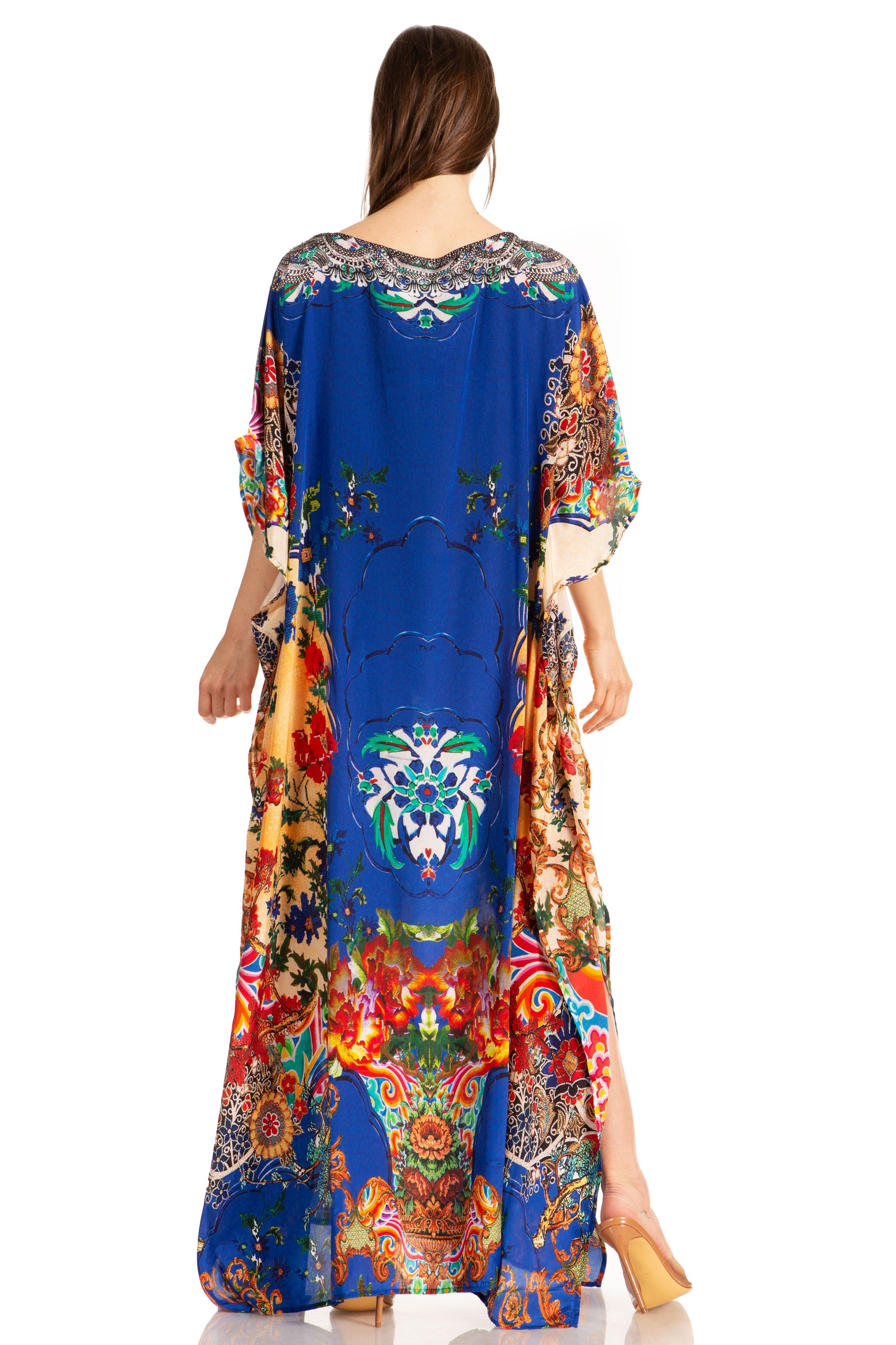 Sakkas Jabari Women's Maxi Short Sleeve Long Beach Kaftan Dress Boho Loose Gown - Concordia Style Boutique
