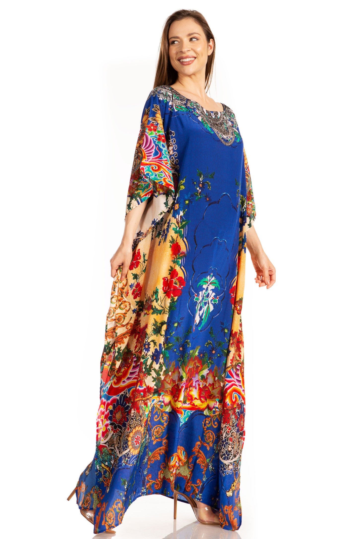 Sakkas Jabari Women's Maxi Short Sleeve Long Beach Kaftan Dress Boho Loose Gown - Concordia Style Boutique