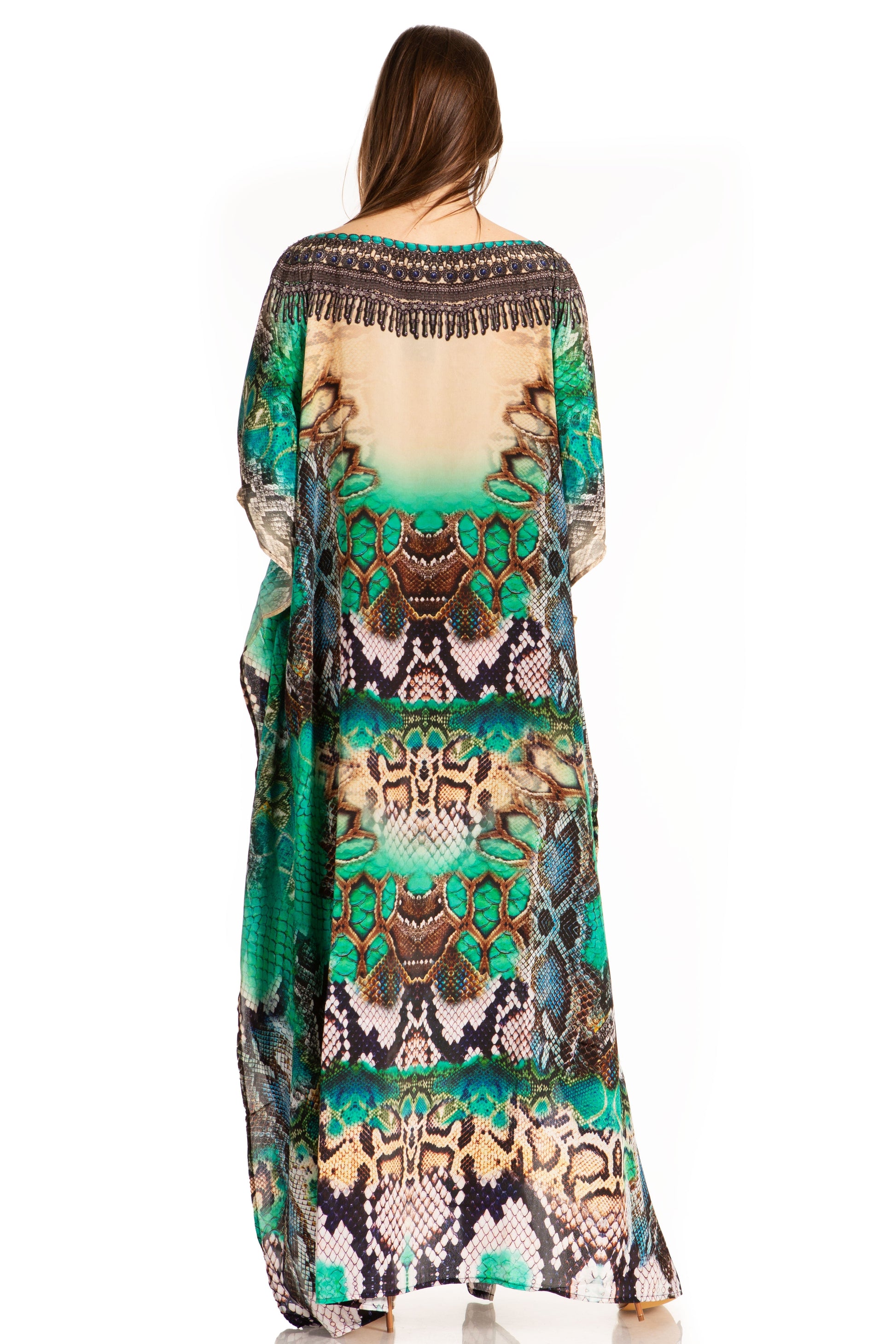 Sakkas Jabari Women's Maxi Short Sleeve Long Beach Kaftan Dress Boho Loose Gown - Concordia Style Boutique