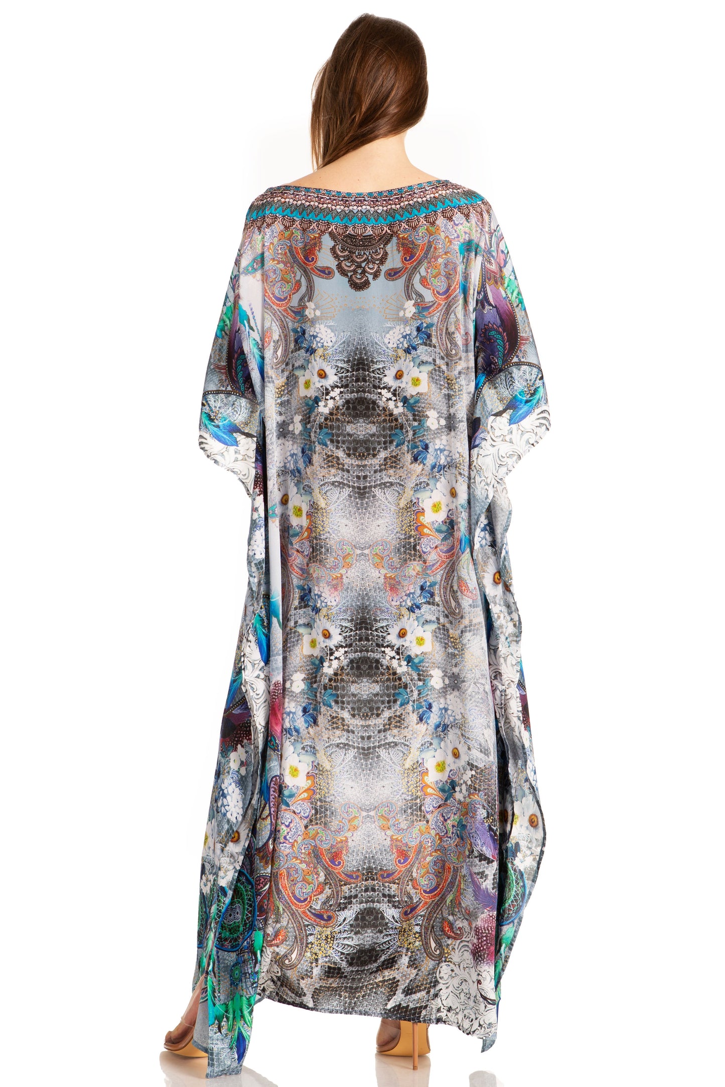 Sakkas Jabari Women's Maxi Short Sleeve Long Beach Kaftan Dress Boho Loose Gown - Concordia Style Boutique