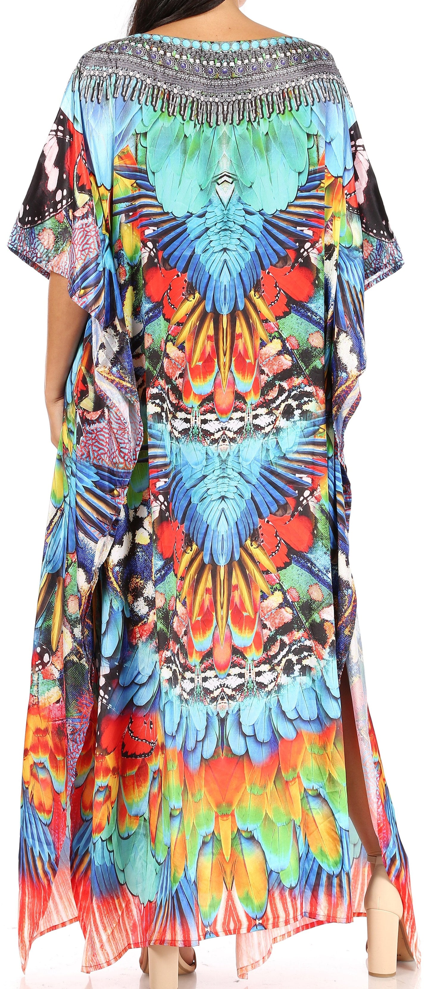Sakkas Jabari Women's Maxi Short Sleeve Long Beach Kaftan Dress Boho Loose Gown - Concordia Style Boutique
