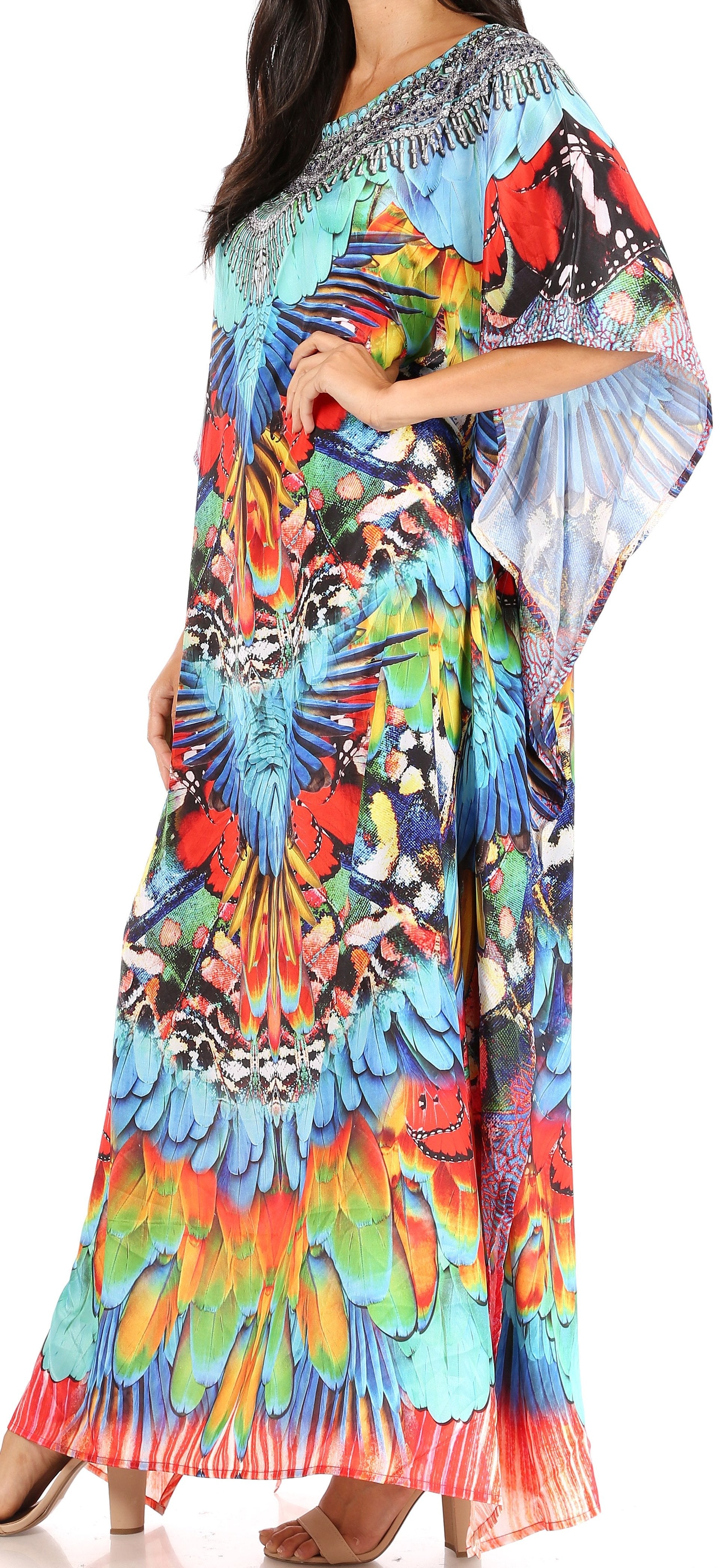 Sakkas Jabari Women's Maxi Short Sleeve Long Beach Kaftan Dress Boho Loose Gown - Concordia Style Boutique
