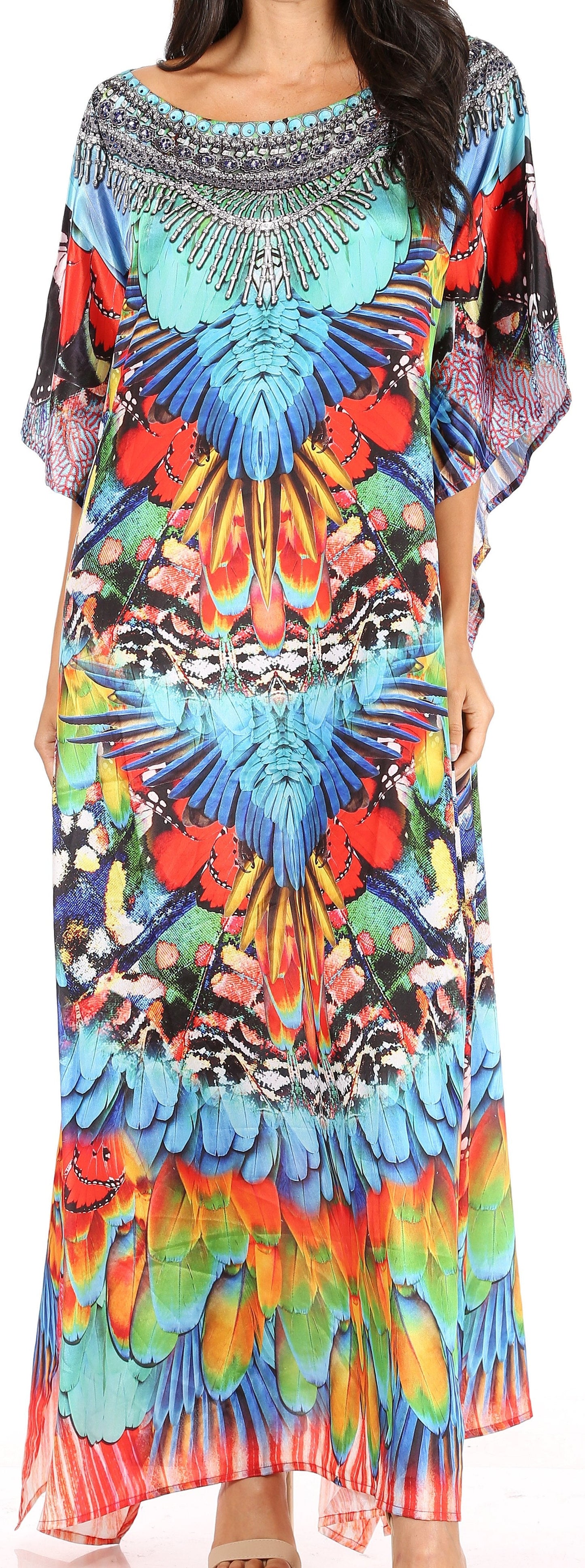Sakkas Jabari Women's Maxi Short Sleeve Long Beach Kaftan Dress Boho Loose Gown - Concordia Style Boutique
