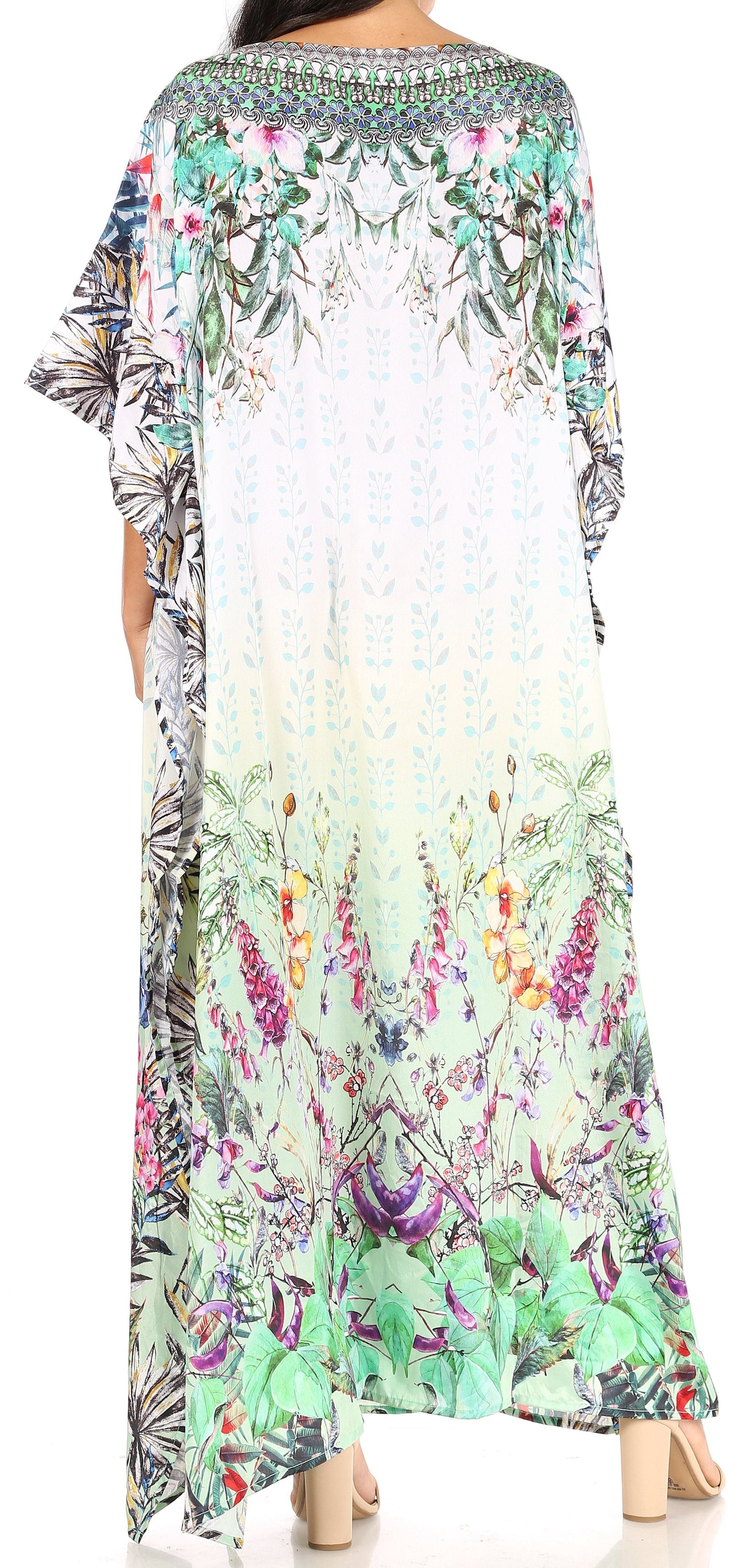Sakkas Jabari Women's Maxi Short Sleeve Long Beach Kaftan Dress Boho Loose Gown - Concordia Style Boutique