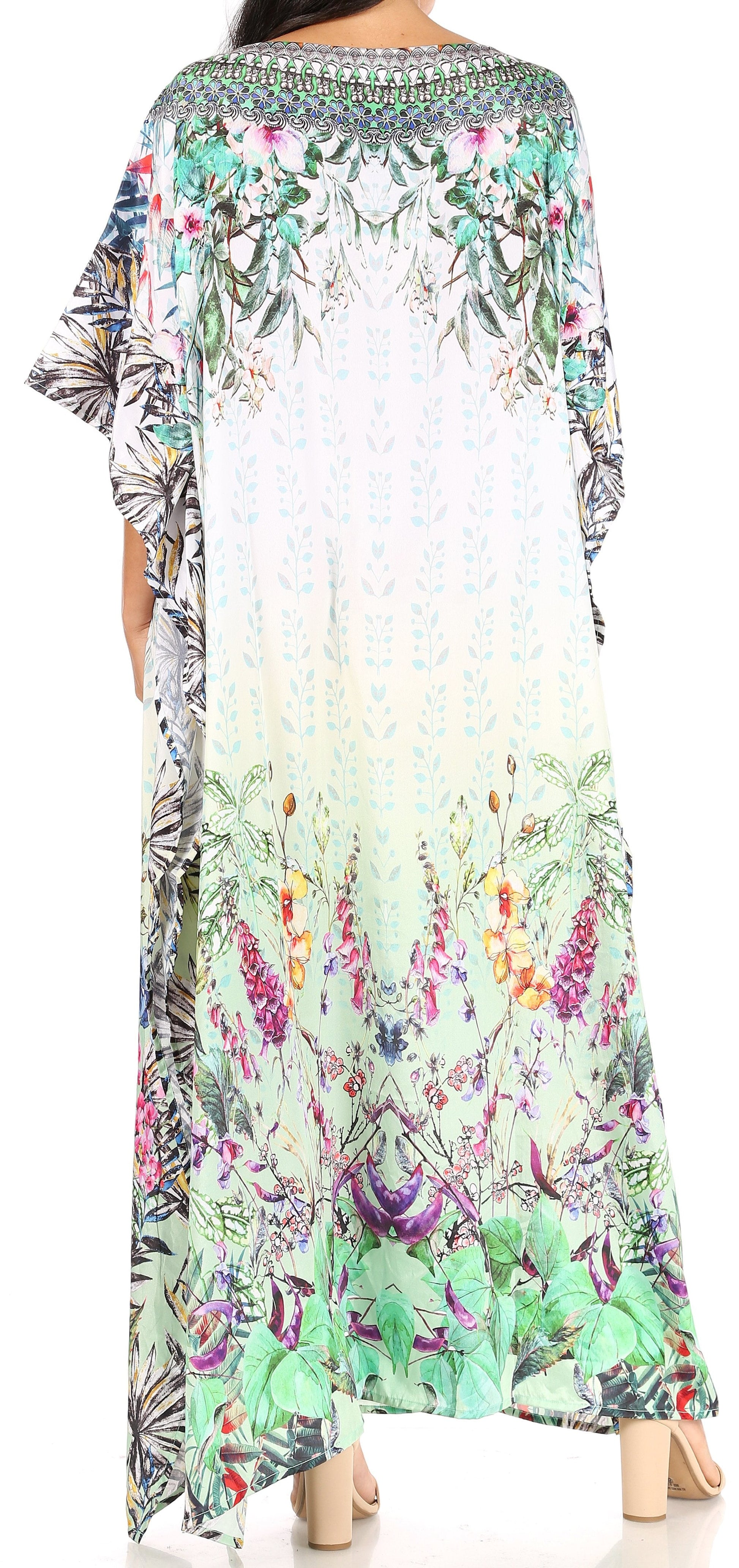 Sakkas Jabari Women's Maxi Short Sleeve Long Beach Kaftan Dress Boho Loose Gown - Concordia Style Boutique