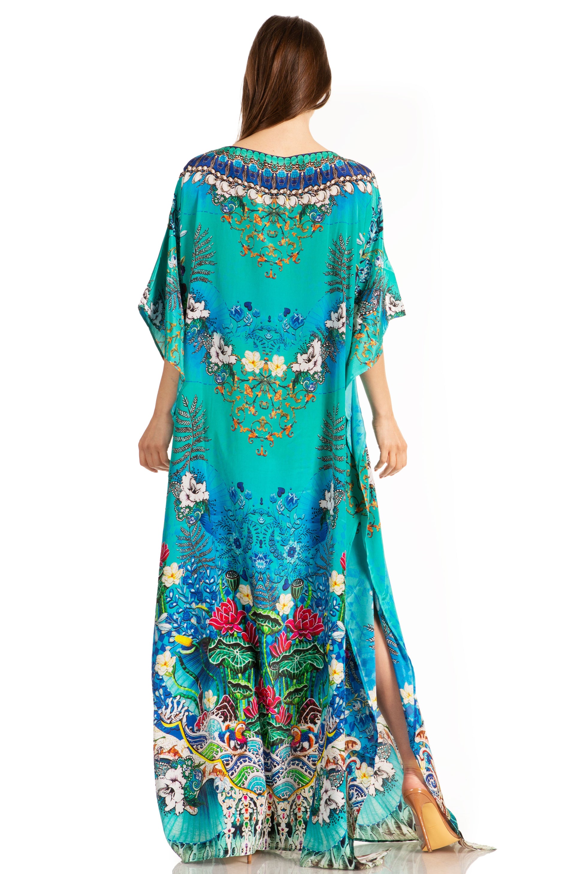 Sakkas Jabari Women's Maxi Short Sleeve Long Beach Kaftan Dress Boho Loose Gown - Concordia Style Boutique