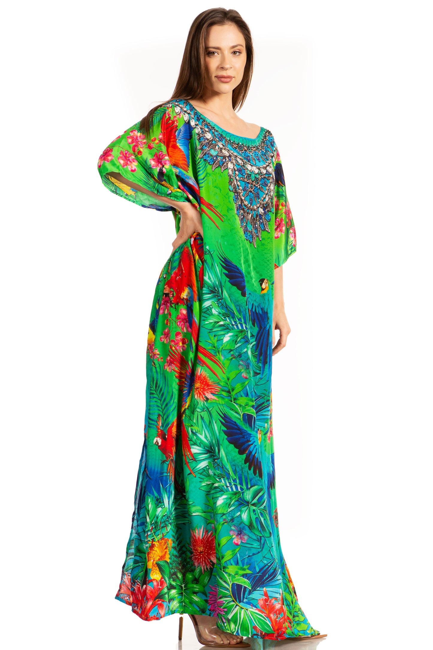Sakkas Jabari Women's Maxi Short Sleeve Long Beach Kaftan Dress Boho Loose Gown - Concordia Style Boutique