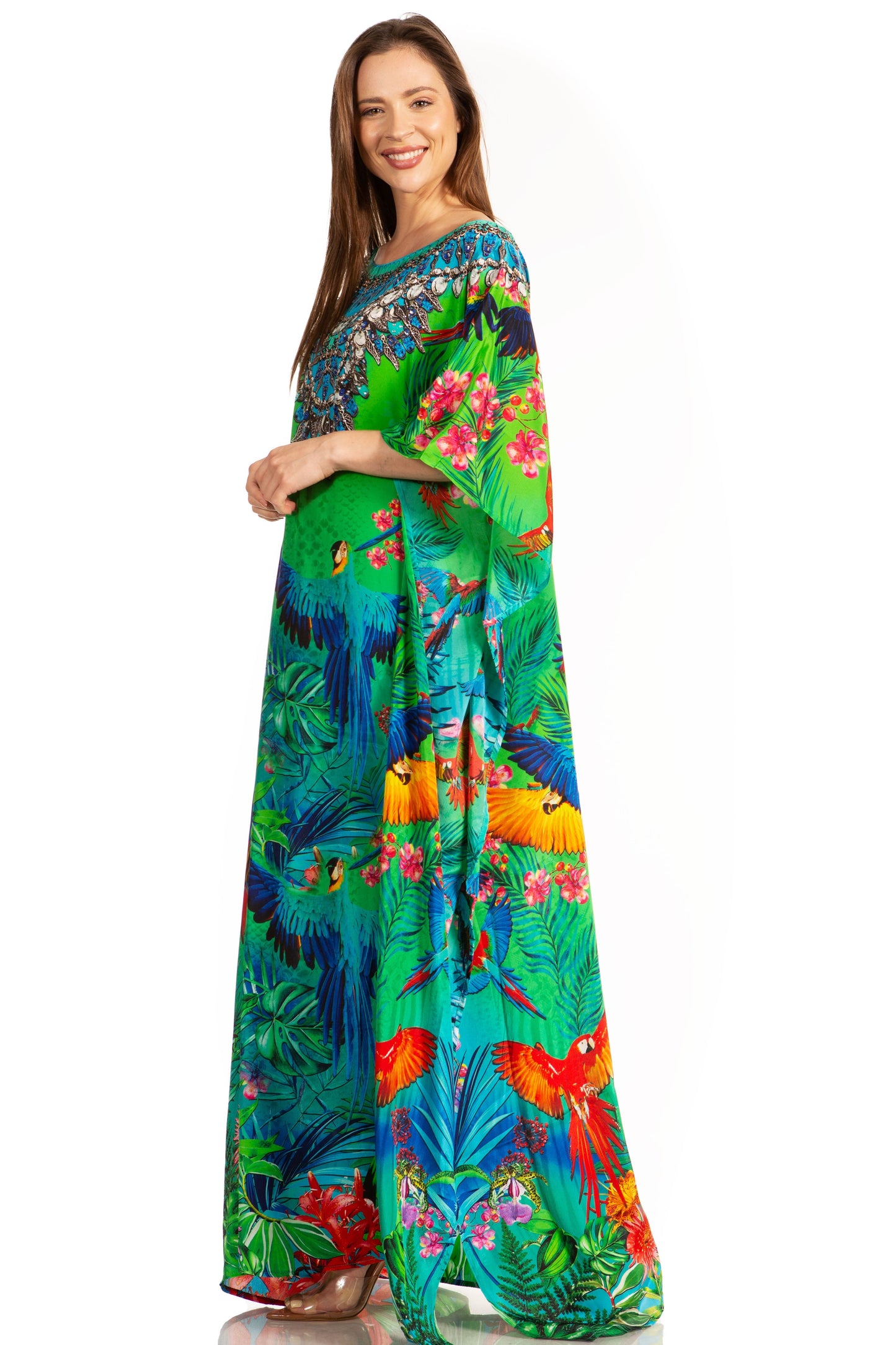 Sakkas Jabari Women's Maxi Short Sleeve Long Beach Kaftan Dress Boho Loose Gown - Concordia Style Boutique