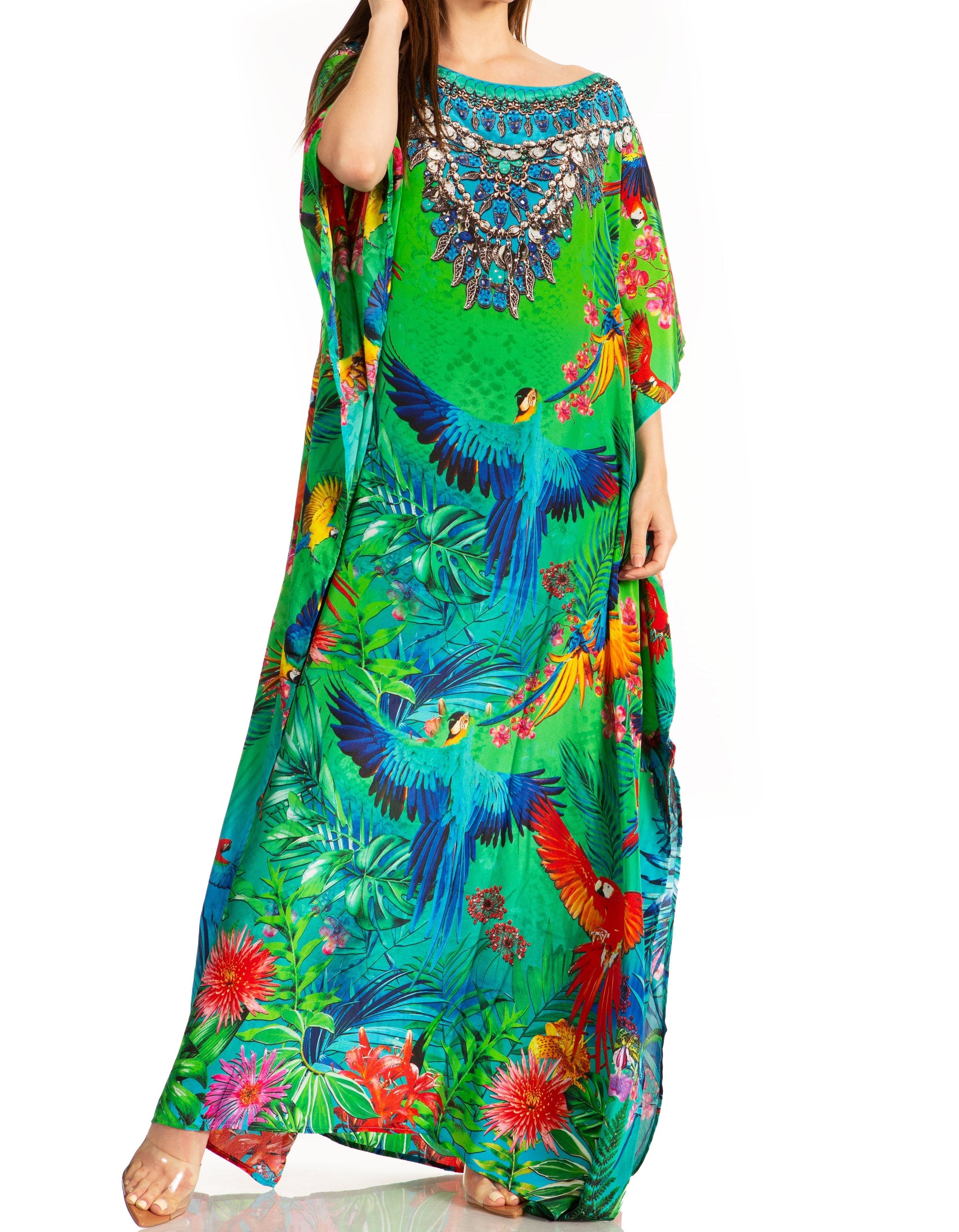 Sakkas Jabari Women's Maxi Short Sleeve Long Beach Kaftan Dress Boho Loose Gown - Concordia Style Boutique