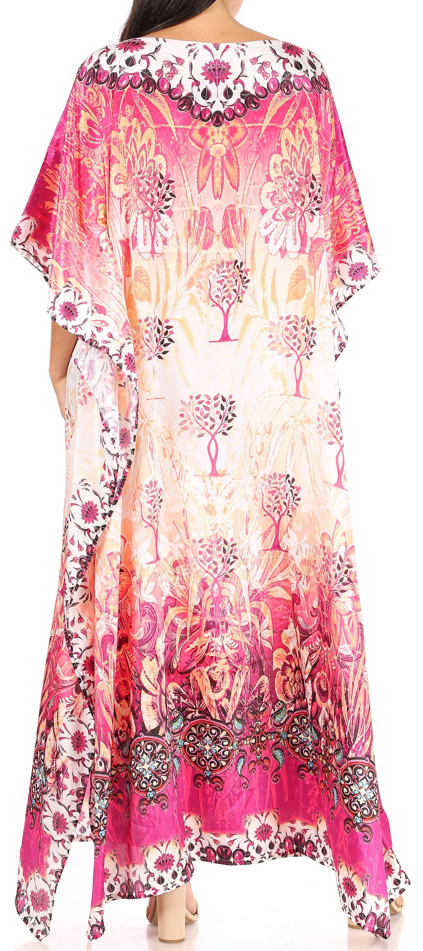 Sakkas Jabari Women's Maxi Short Sleeve Long Beach Kaftan Dress Boho Loose Gown - Concordia Style Boutique