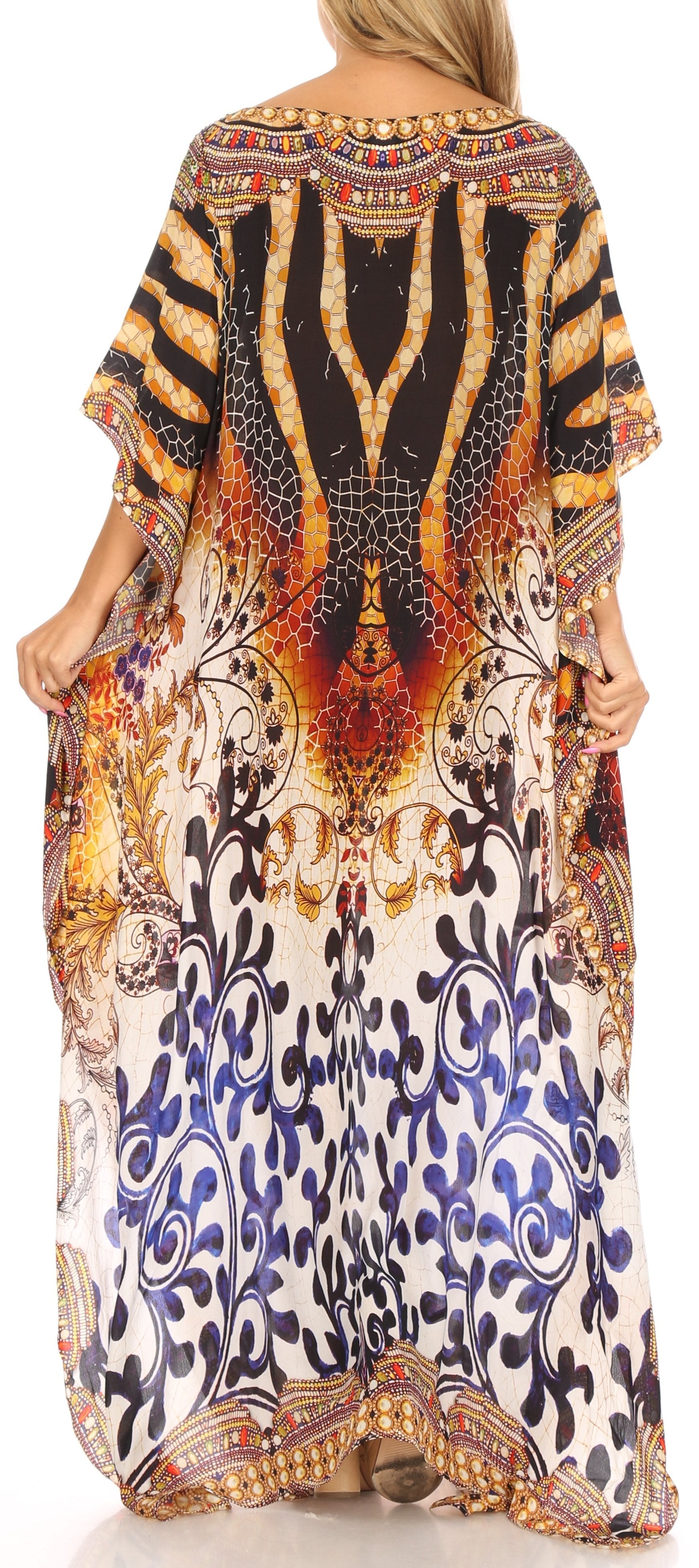 Sakkas Jabari Women's Maxi Short Sleeve Long Beach Kaftan Dress Boho Loose Gown - Concordia Style Boutique