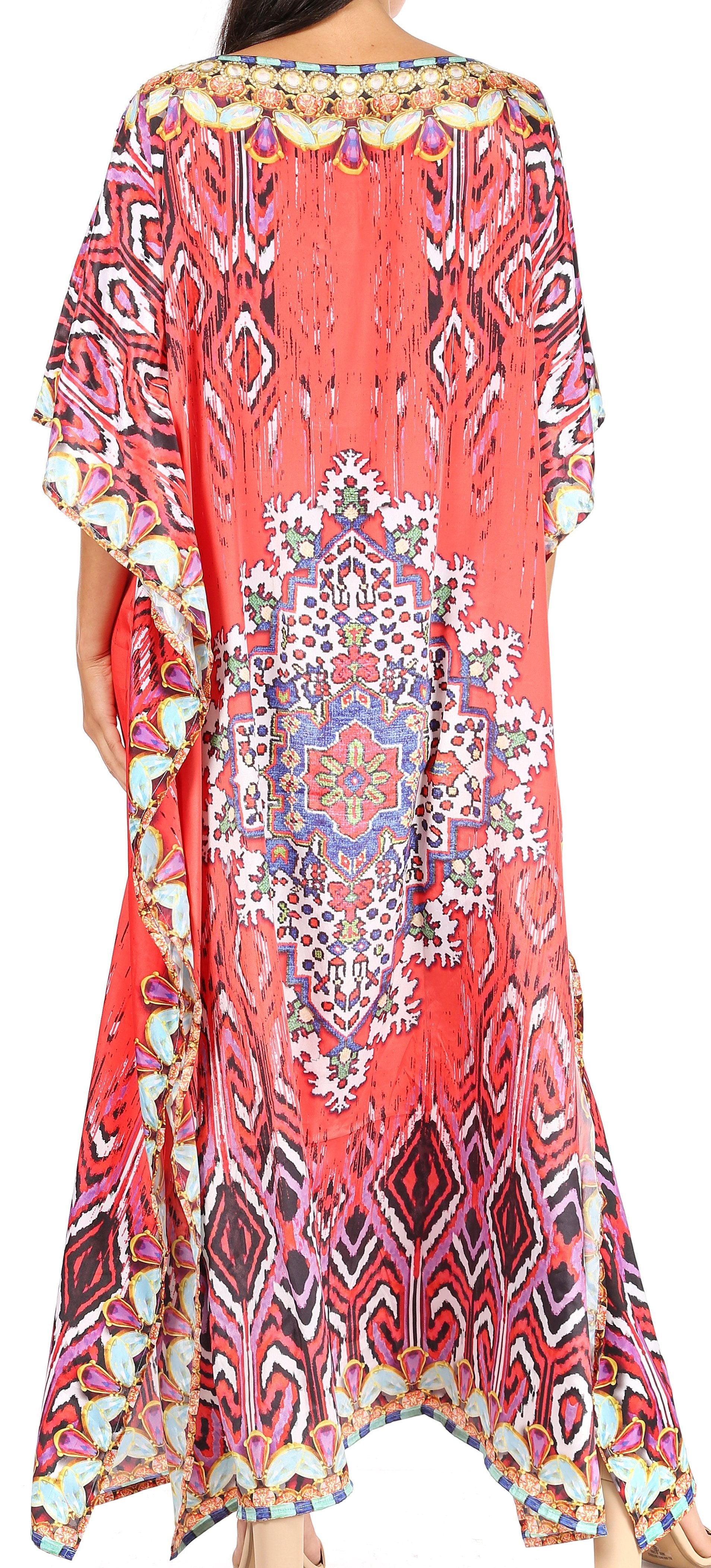 Sakkas Jabari Women's Maxi Short Sleeve Long Beach Kaftan Dress Boho Loose Gown - Concordia Style Boutique
