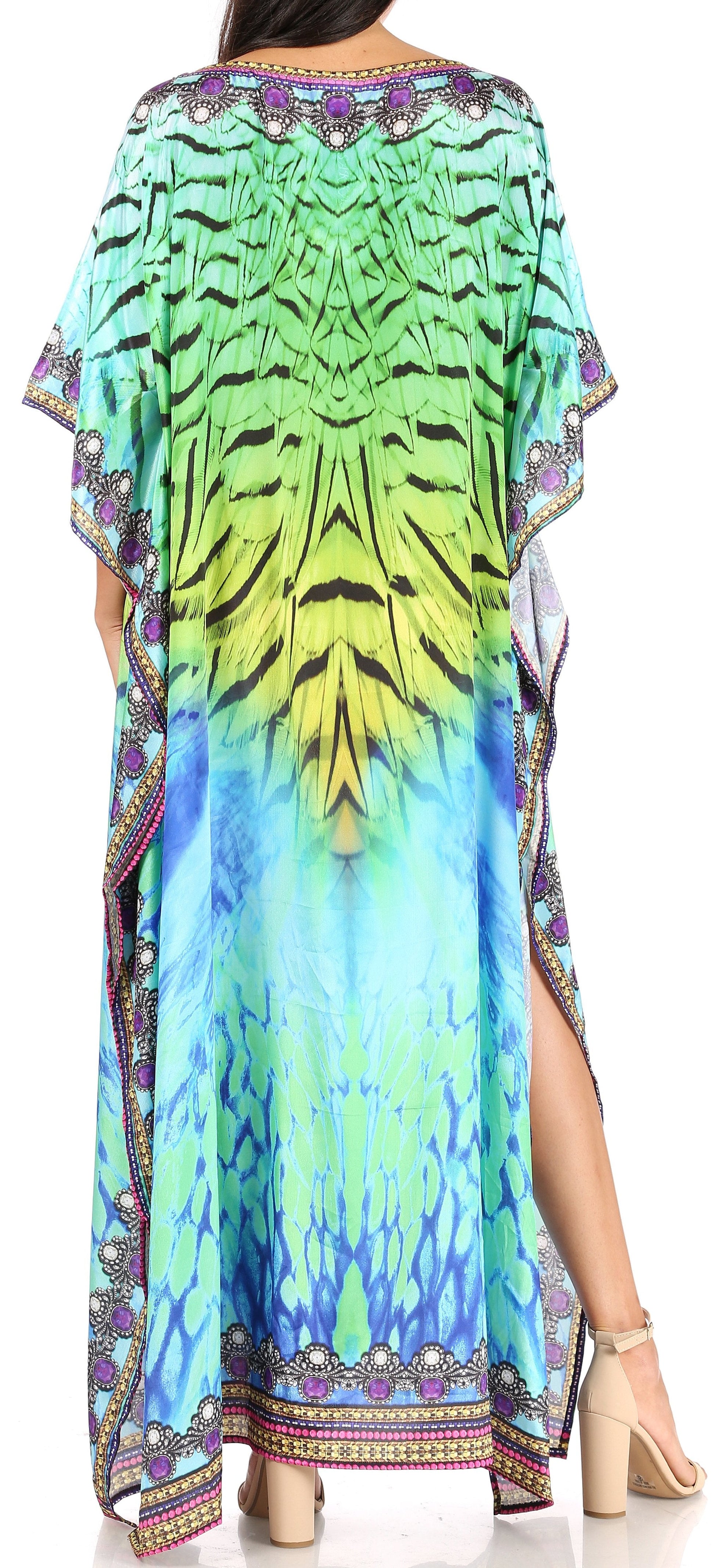 Sakkas Jabari Women's Maxi Short Sleeve Long Beach Kaftan Dress Boho Loose Gown - Concordia Style Boutique